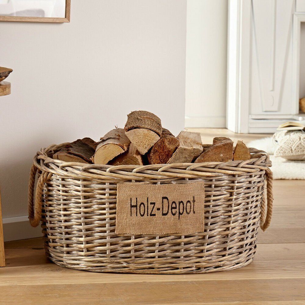 Home-trends24.de Kaminholzkorb Kaminholzkorb Weide Feuerholzkorb Weidenkorb Brennholzkorb