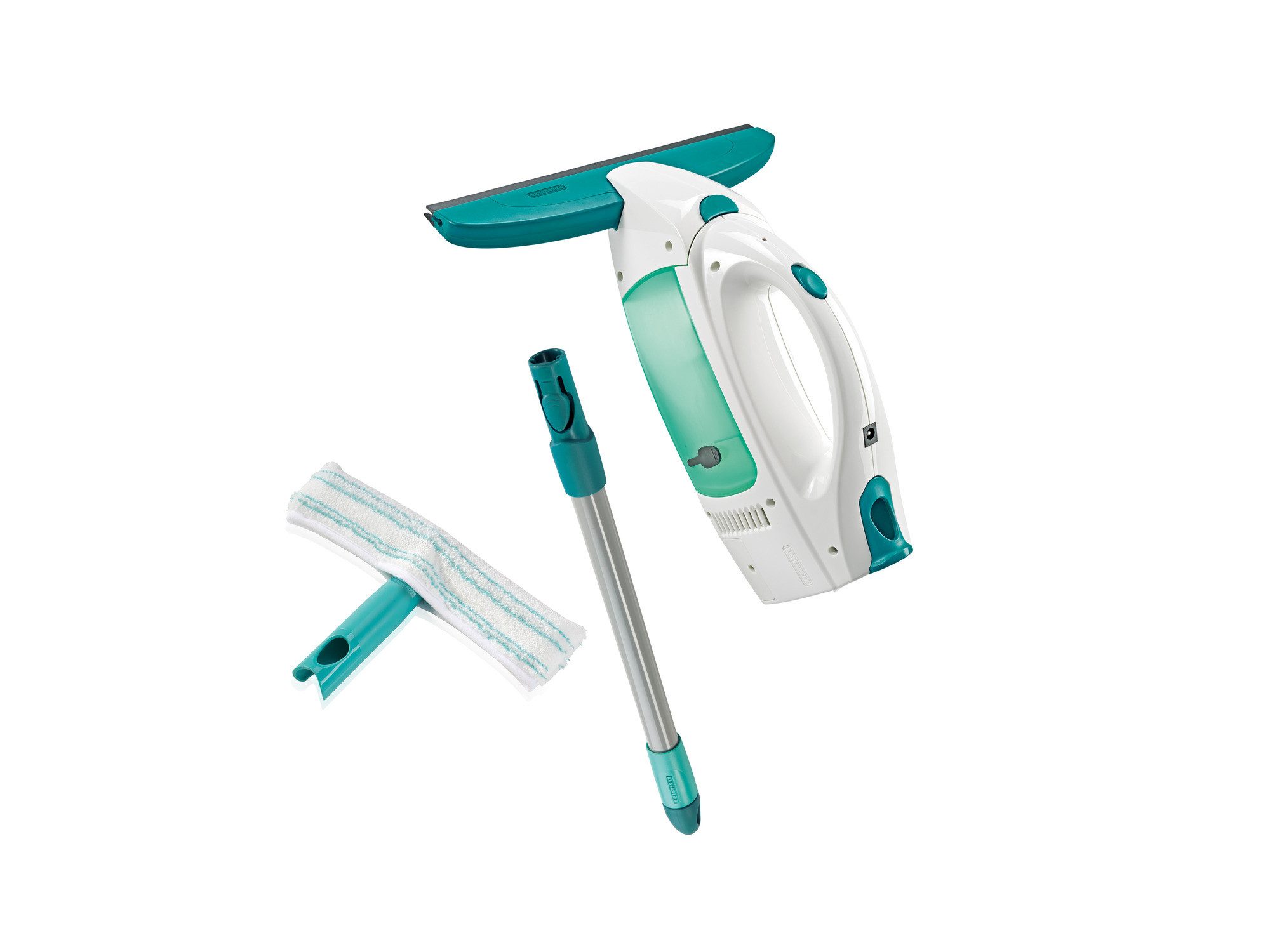 Leifheit Fenstersauger Set Fenstersauger Dry & Clean mit Stiel und Einwascher, (5-St) Streifenfrei Absaugen, bis 38 Minuten Laufzeit, 43cm Stiel