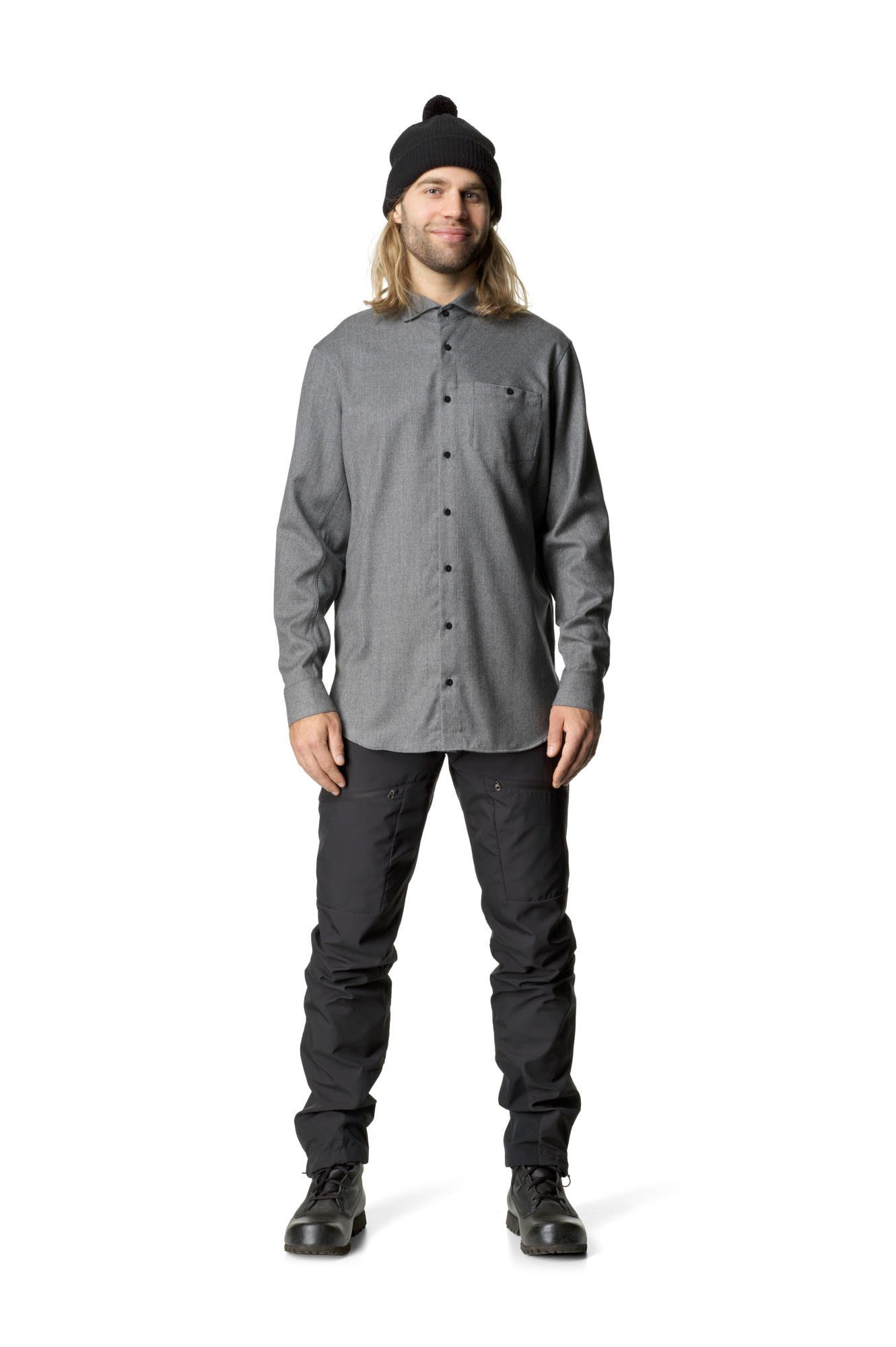 Houdini Langarmshirt Houdini M Shirt Langarm-Hemd Desoli Dawn Gray Herren