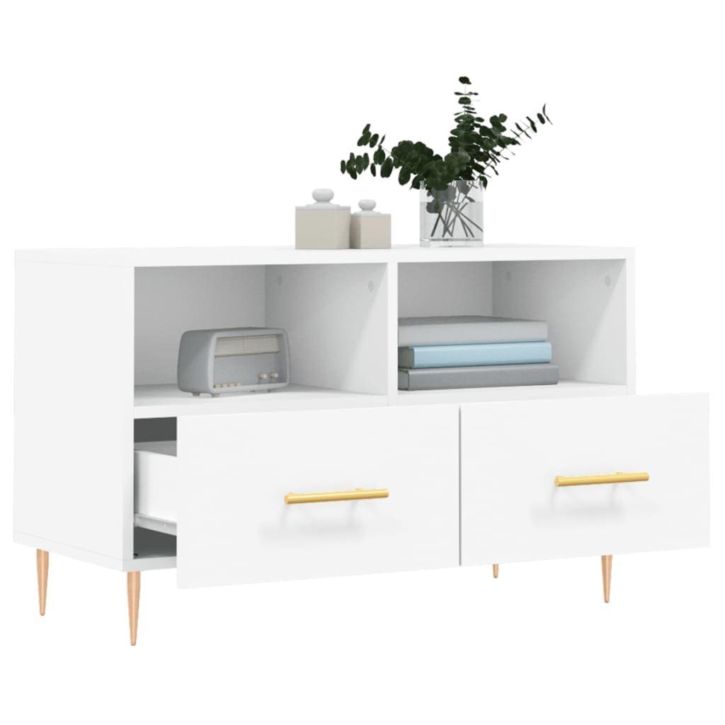 Weiß 80x36x50 Holzwerkstoff TV-Schrank cm furnicato