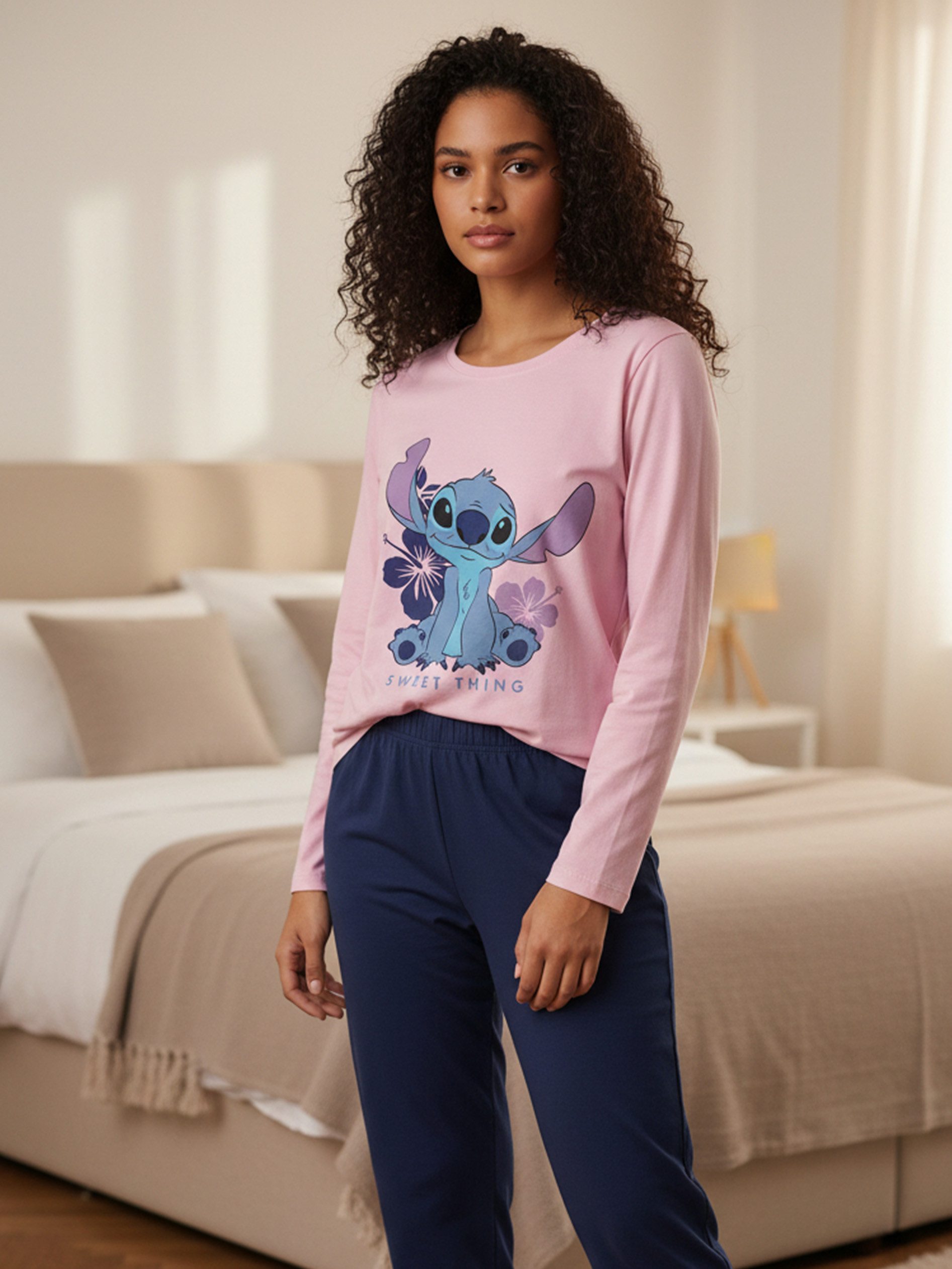 United Labels® Schlafanzug Disney Lilo & Stitch Schlafanzug Pyjama Set Langarm Oberteil mit Hose – Bild 4 von 5