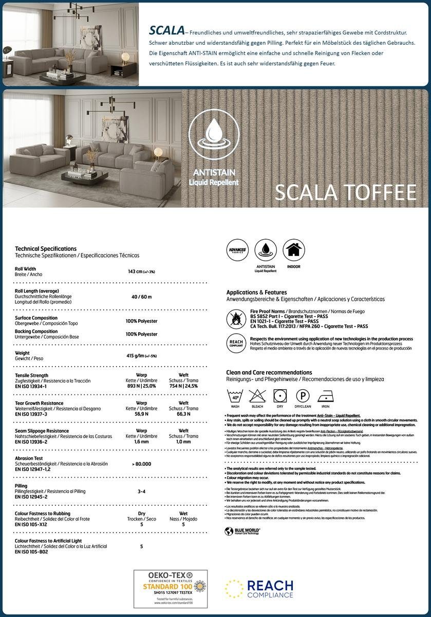 Lugano im Beautysofa Wohnzimmer, mini, modernes Polsterecke Ecke, L-form Design, Ecksofa für 266 cm Wellenfedern mit