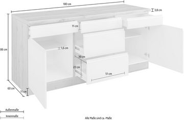 Kochstation Unterschrank KS-Bruneck >>Bruneck<< 180 cm breit, für viel Stauraum, hochwertige MDF-Fronten