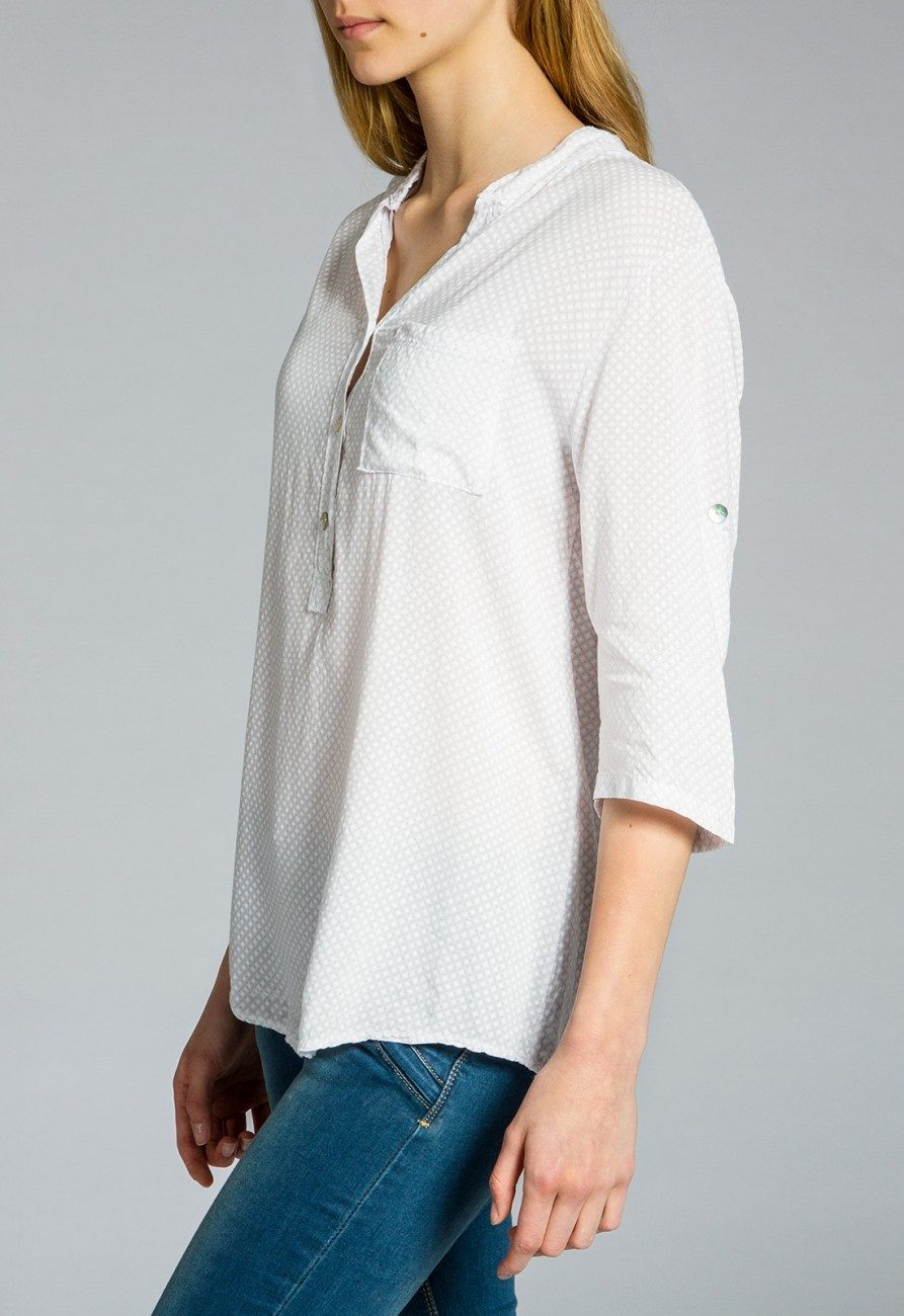 Caspar Shirtbluse BLU013 Damen Bluse gepunktet elegante 3/4 Arm Bluse Pünktchenbluse