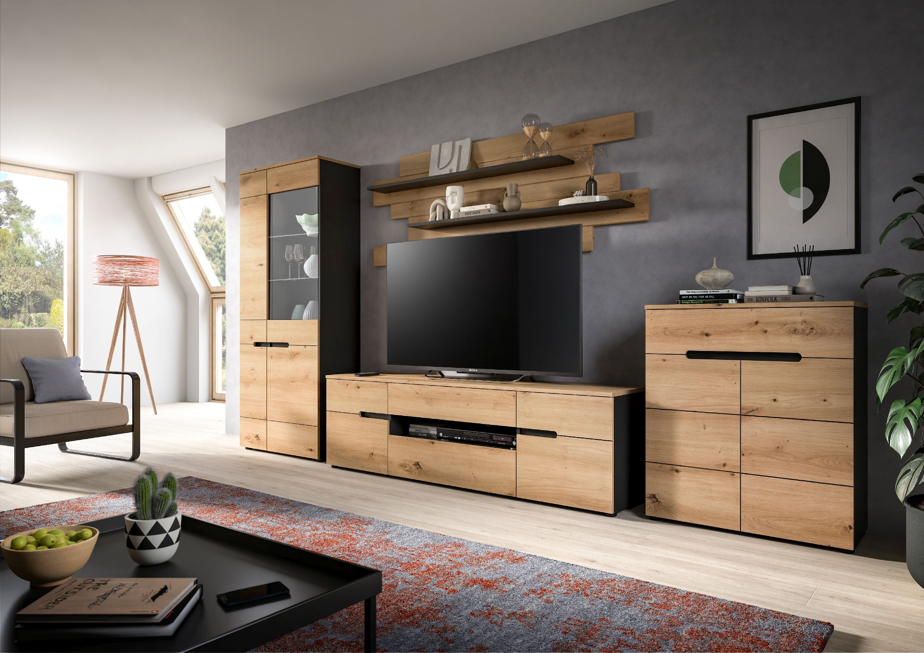 xonox.home Wandboard Canu, Basalt grau Melamin beschichtet modern 67x184x19 cm