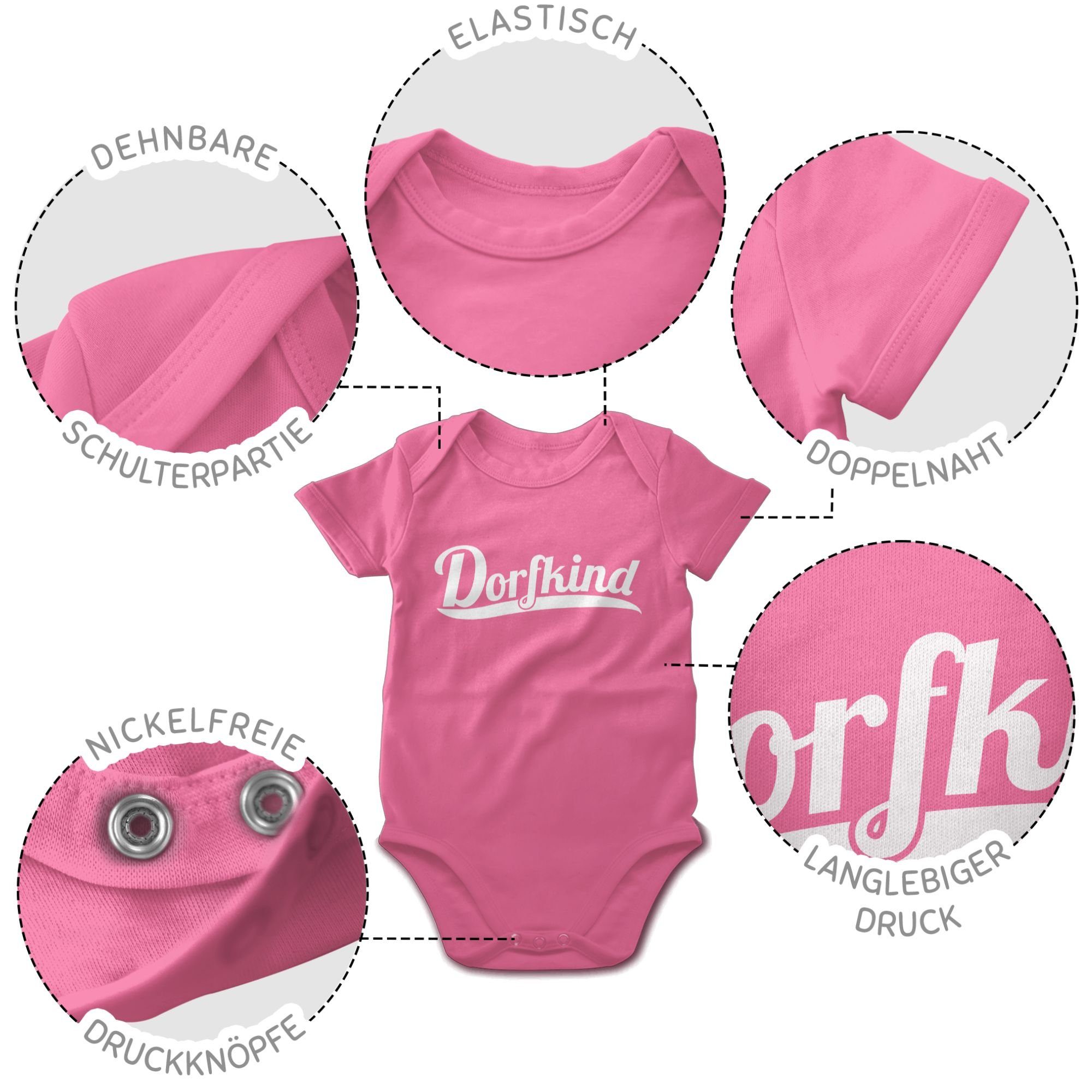 Dorfkind Shirtracer Baby Weiss Pink Shirtbody Sprüche 2