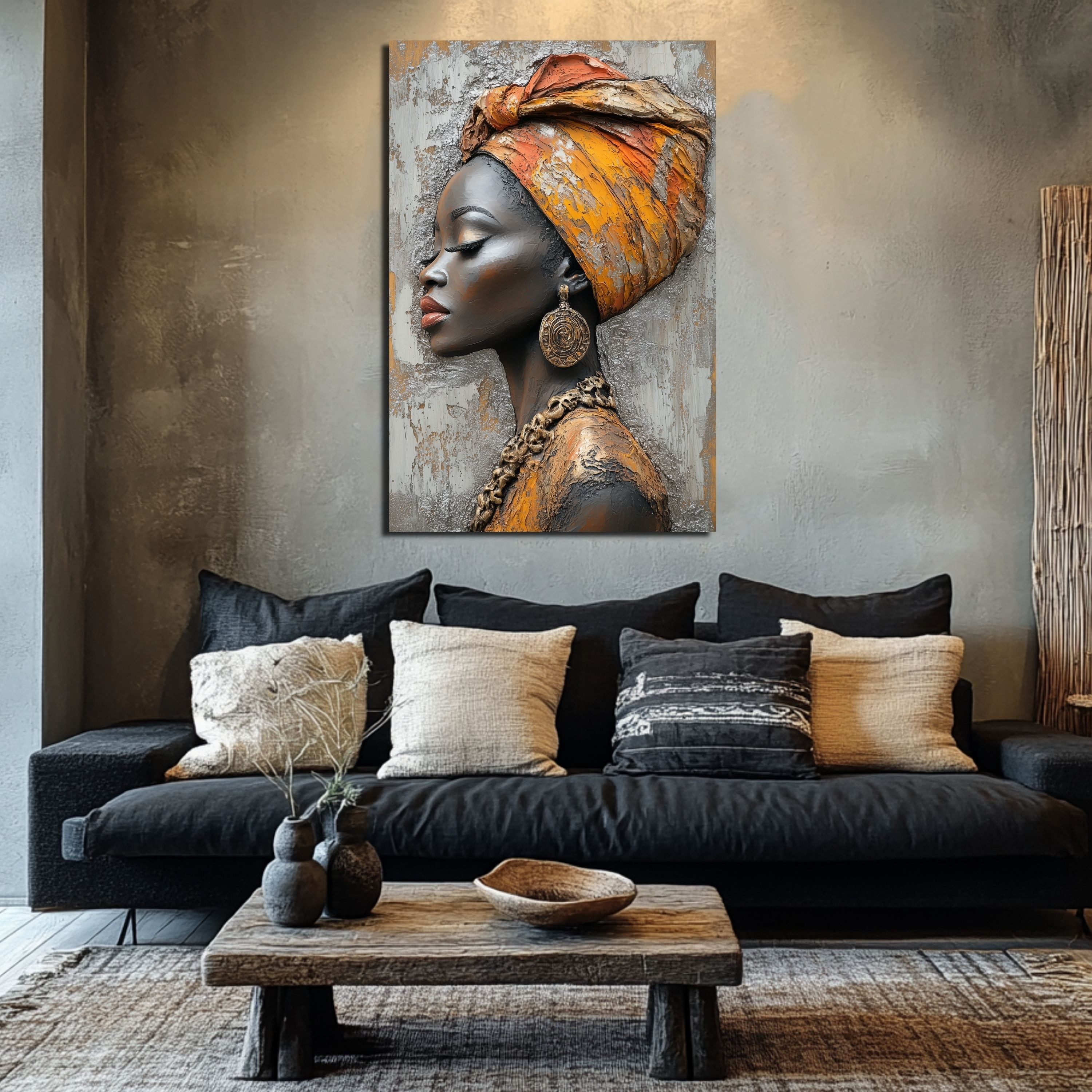 DARO Design Leinwandbild Modern Abstrakt Wandbilder XXL Wandbild Wand Deko Leinwand Bilder, (afrikanische Frau - Bild groß Wohnzimmer Schlafzimmer Küche Esszimmer Einteilig Querformat Fotodruck Leinwände Wanddeko Abstrakte Kunst Boho), 30x20cm