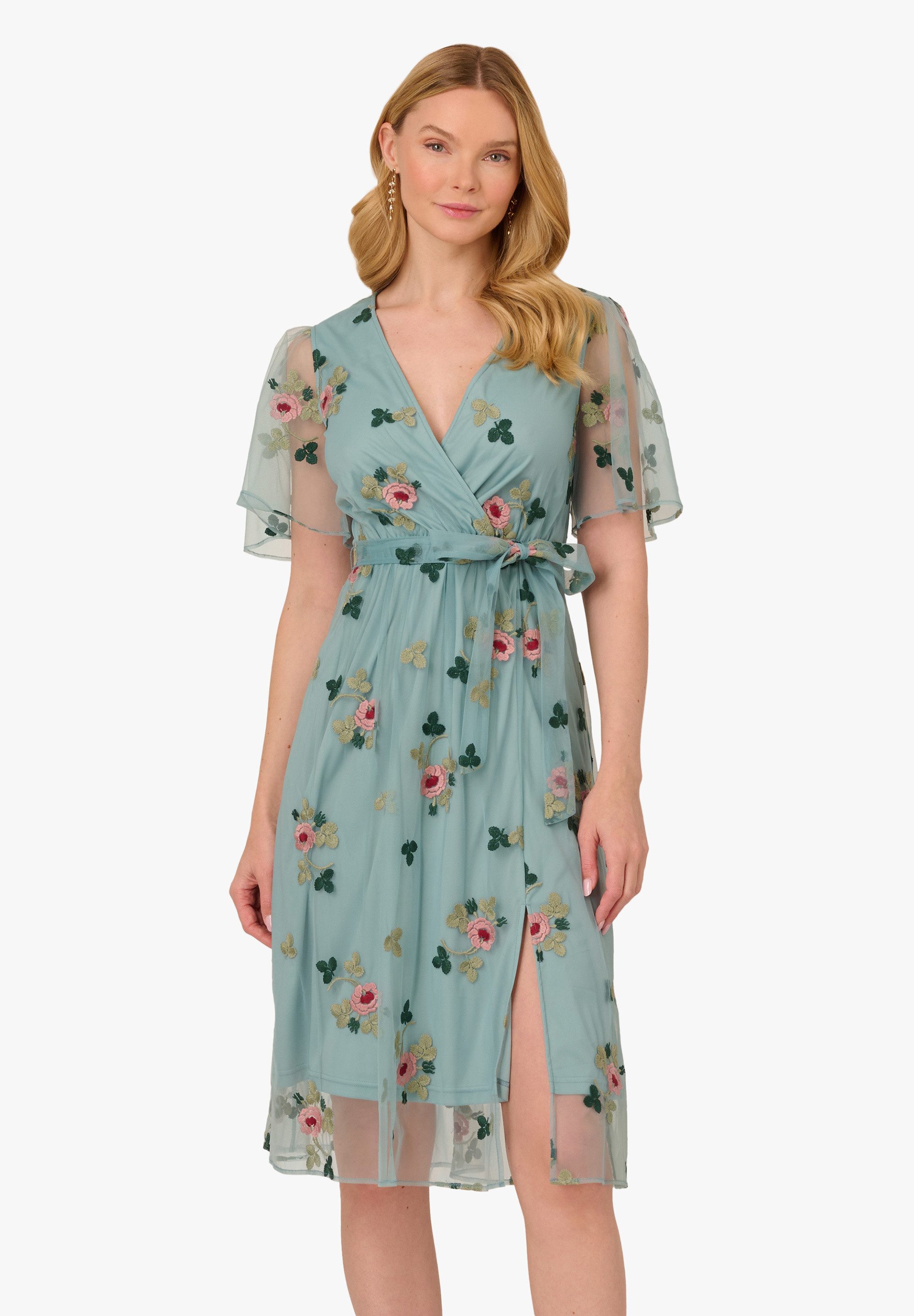 Adrianna Papell Sommerkleid Embroidered Surplice Midi günstig online kaufen