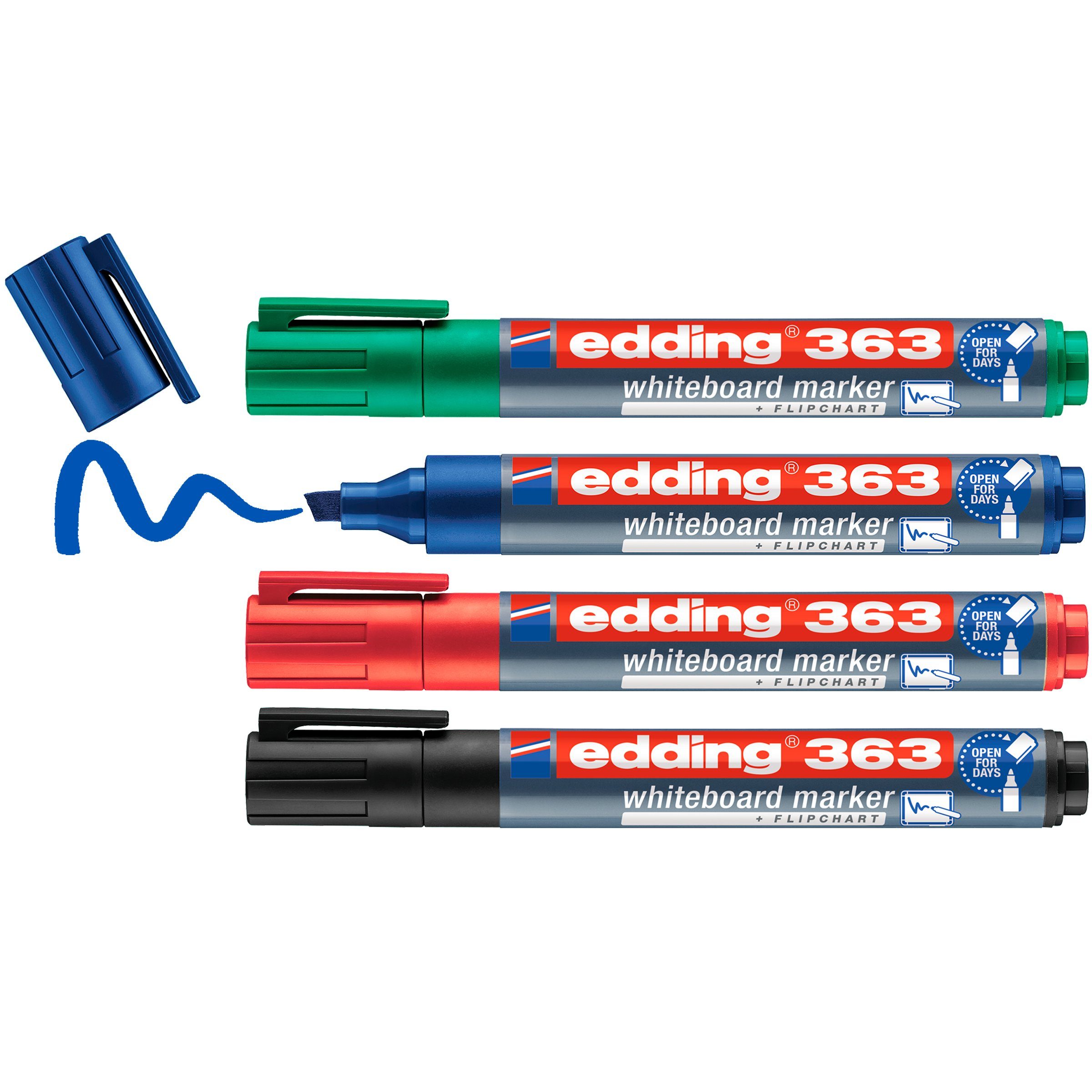edding Marker 4er-Set - Whiteboard Keilspitze, 1 mm mm 5 Marker 363
