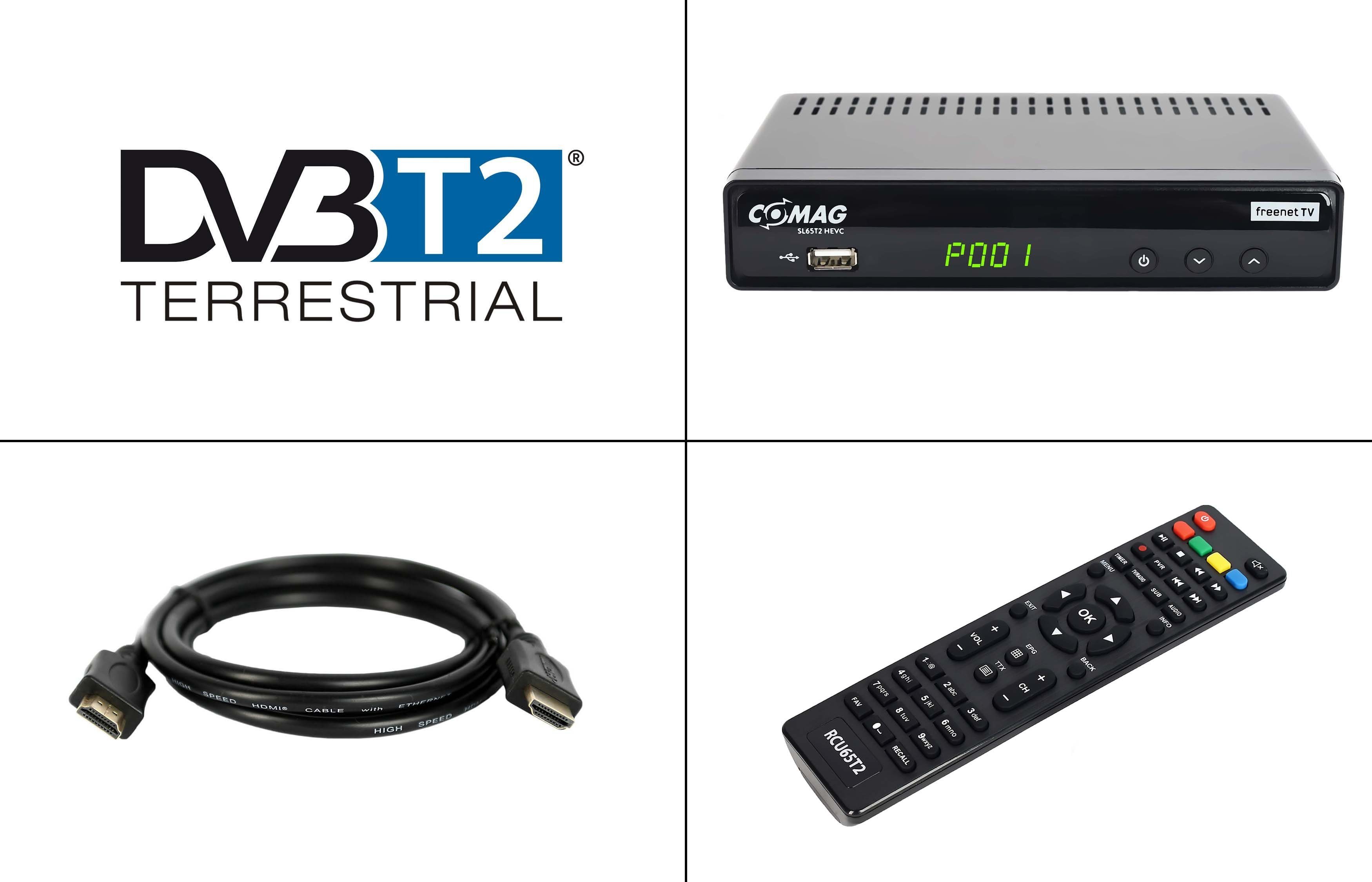 TV, Receiver Full-HD) SL65T2 freenet HDMI DVB-T2 Player, ready, HD PVR Kabel, Media (2m Full HD Comag