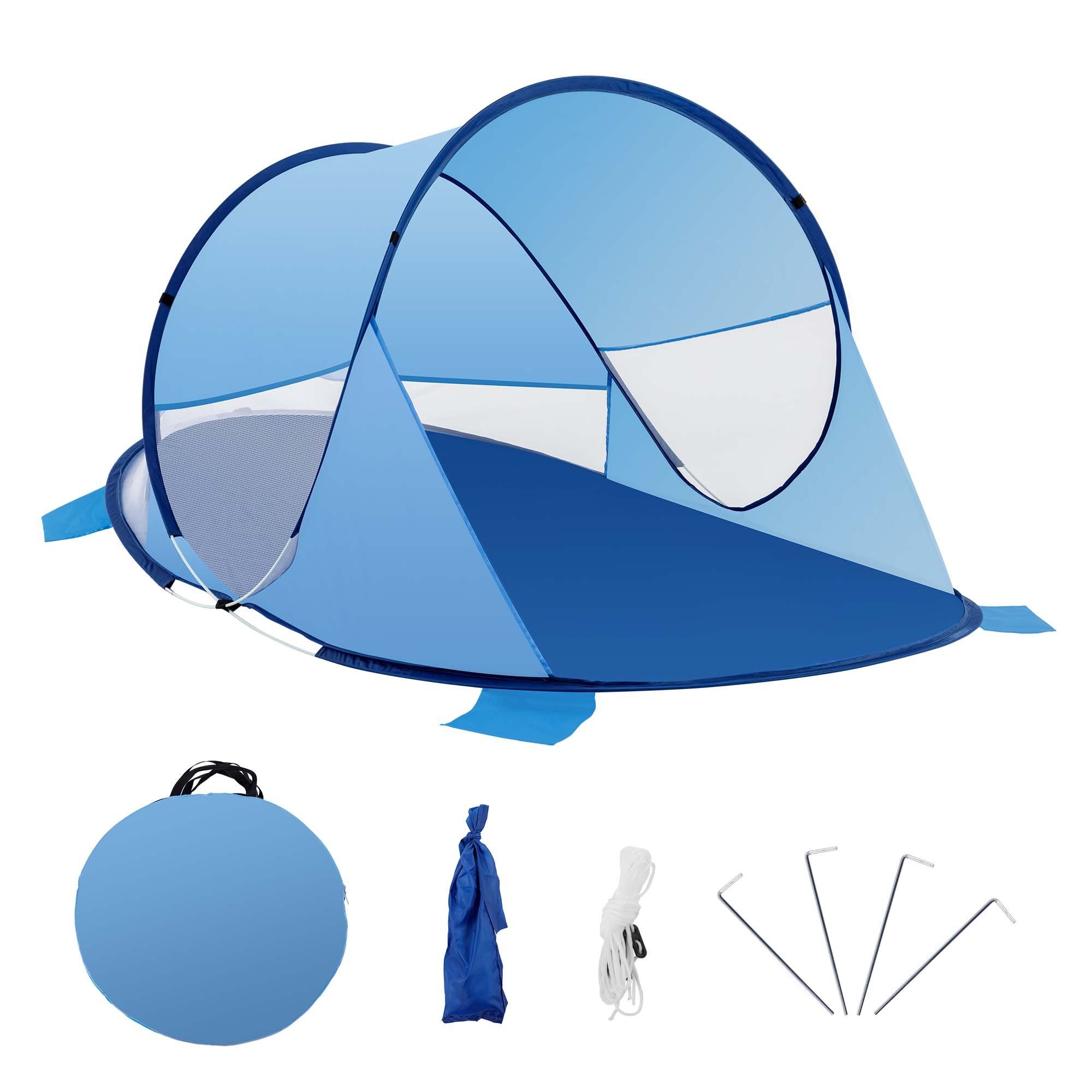 Strandmuschel, Wetter- Polyester und Strandmuschel Duhome Strandzelt Pop D-Blau+H-Blau Zelt Sichtschutz Up