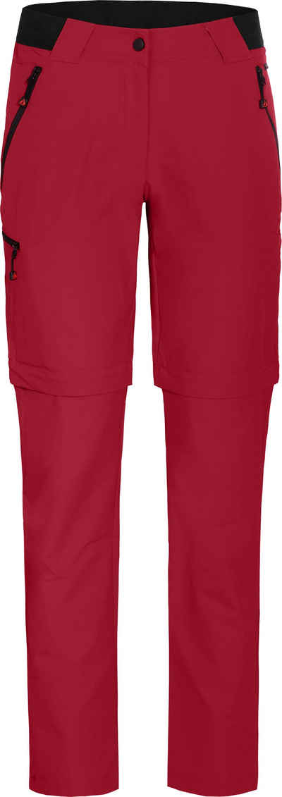 Bergson Zip-off-Hose VIDAA COMFORT Zipp-Off Damen Wanderhose, leicht, strapazierfähig, Kurzgrößen, rot