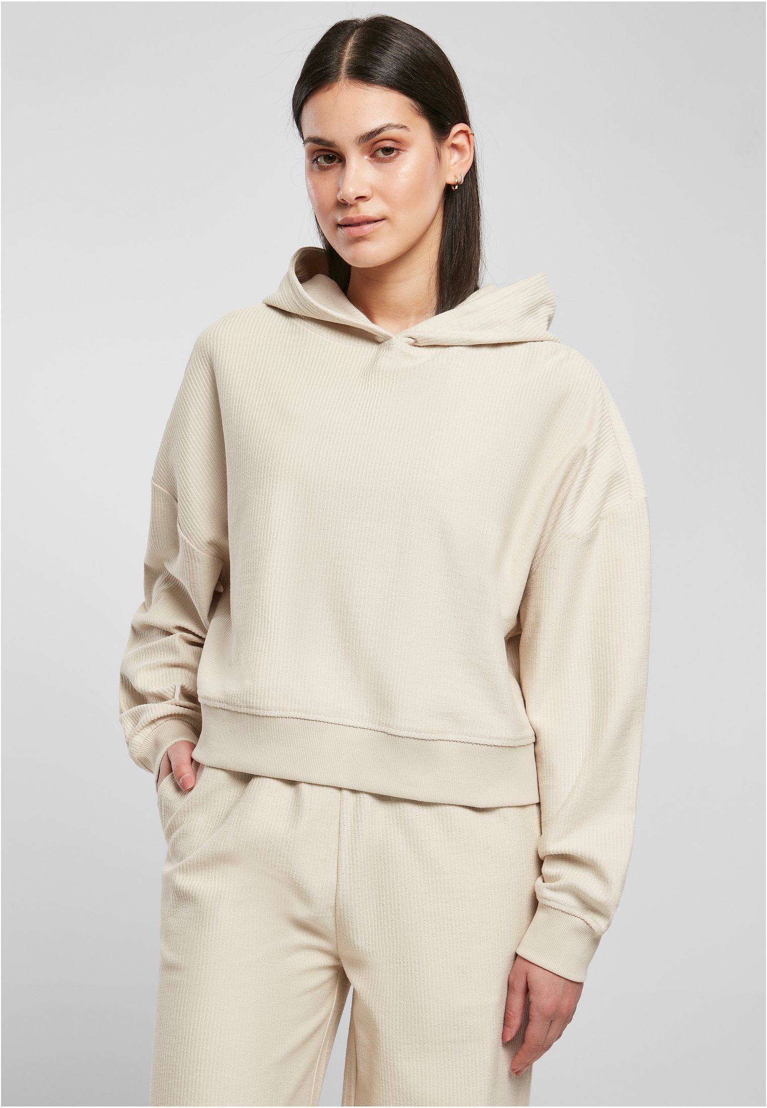 URBAN CLASSICS Kapuzenpullover Damen Ladies Oversized Short Rib Hoody (1-tlg) softseagrass