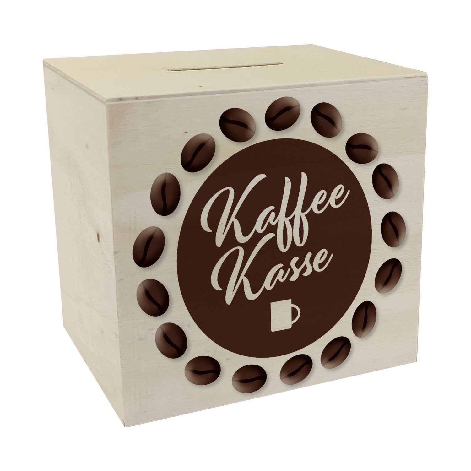 Spardose Kaffeekasse Spardose aus Holz zum Thema Trinkgeld als Geschenk für