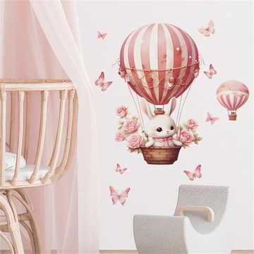 Cbei Wandtattoo 2 St Tier Wandaufkleber Kinderzimmer, Niedlicher Hasen-Heißluftballon (2st, 30*60cm), elektrostatische Aufkleber, ohne Spuren zu hinterlassen