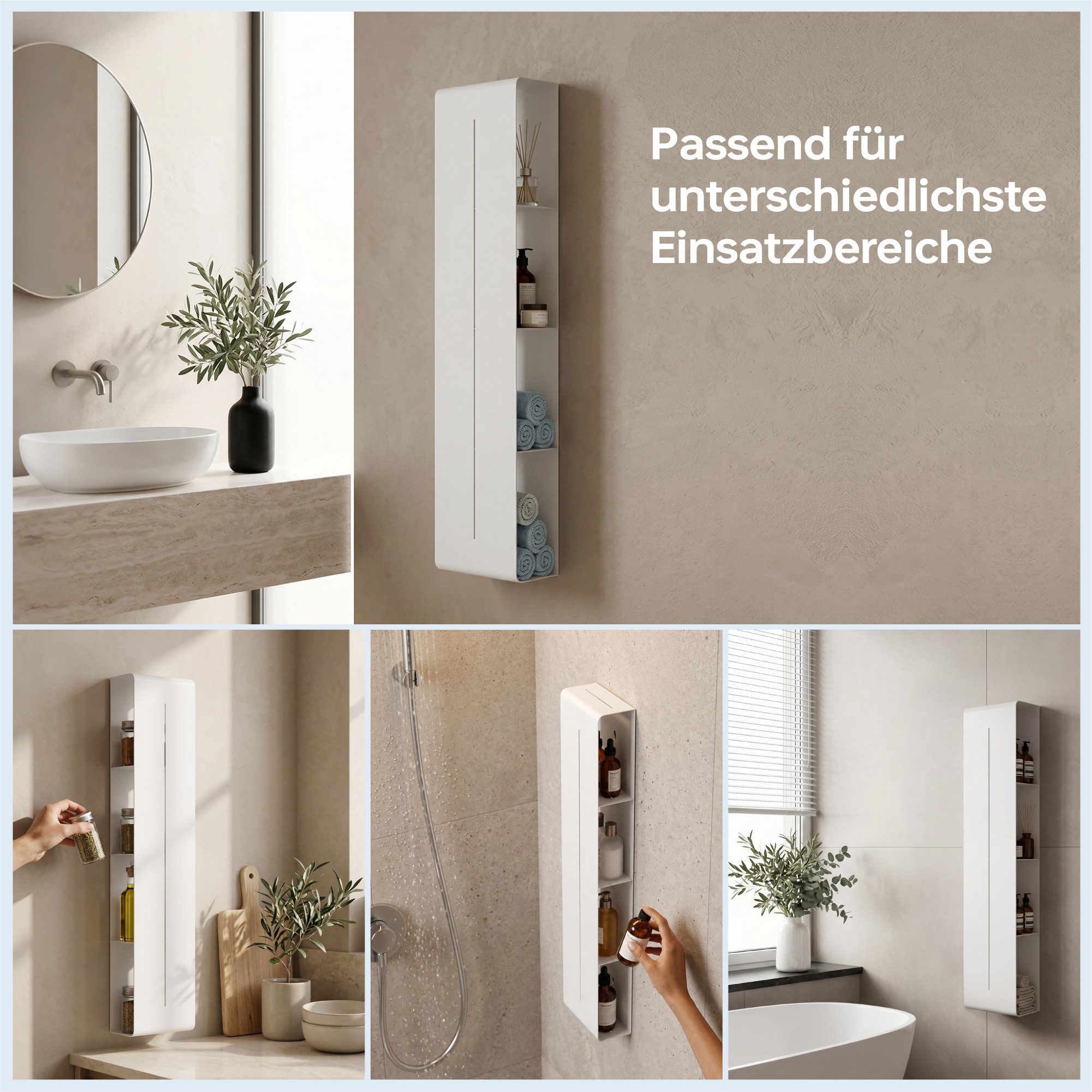 doporro Duschregal Wandregal Badezimmer Regal Schmal aus Metall mit 4 Etagen Reglo-16, Aus Kohlenstoffstahl, BTH: 90x20x9 cm – Bild 5 von 5