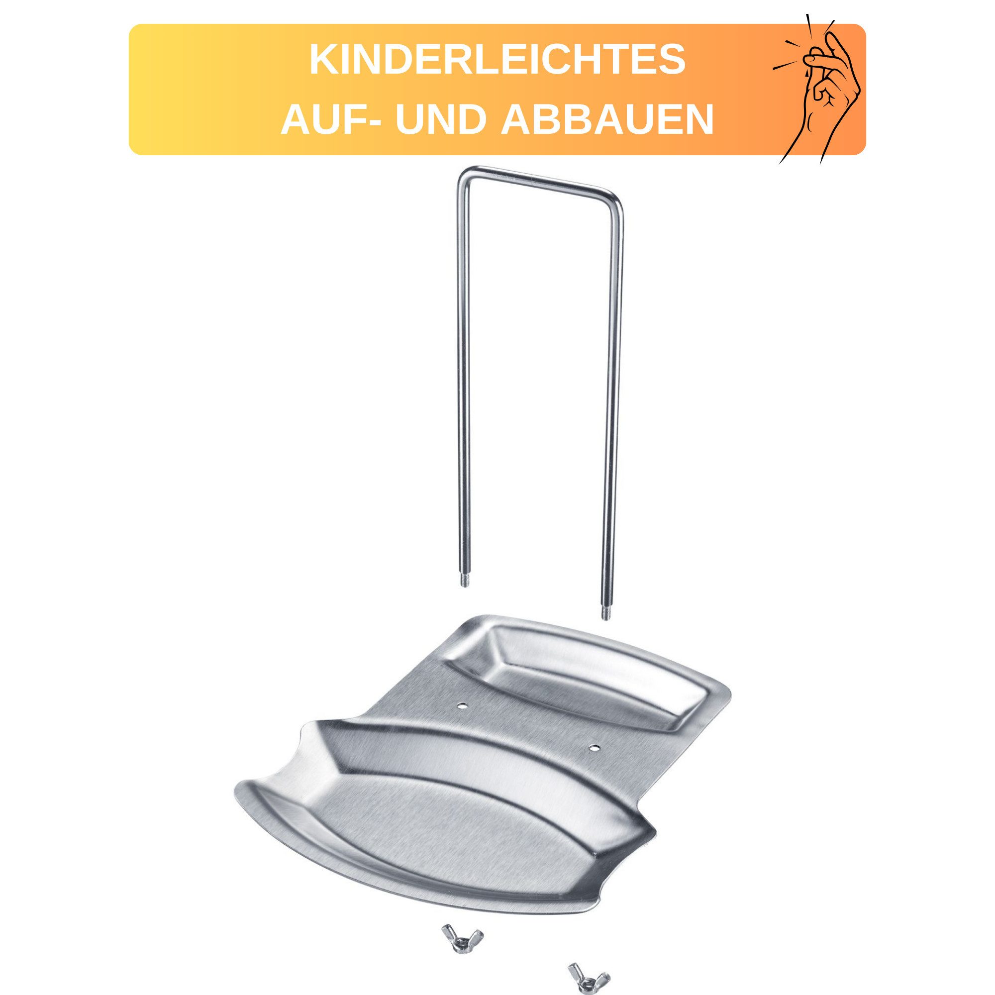 Thiru Kochlöffelhalter Ablage für Deckel + Löffel aus rostfreiem Edelstahl mit tiefen Mulden, Tiefe Mulden, für Deckel mit ø 16-32 cm, einfache Montage – Bild 3 von 5