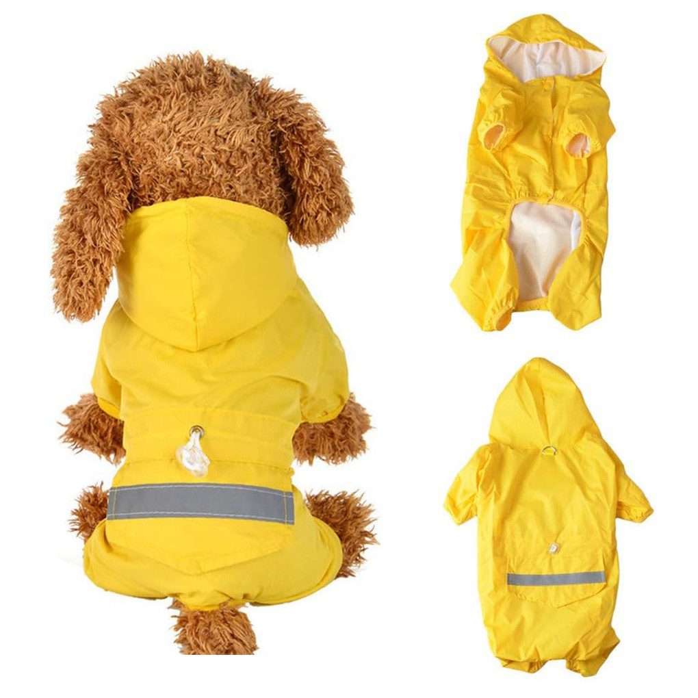 Hundemantel Hund Regenmantel, Wasserdicht Winddicht Regensjacke mit Kapuze