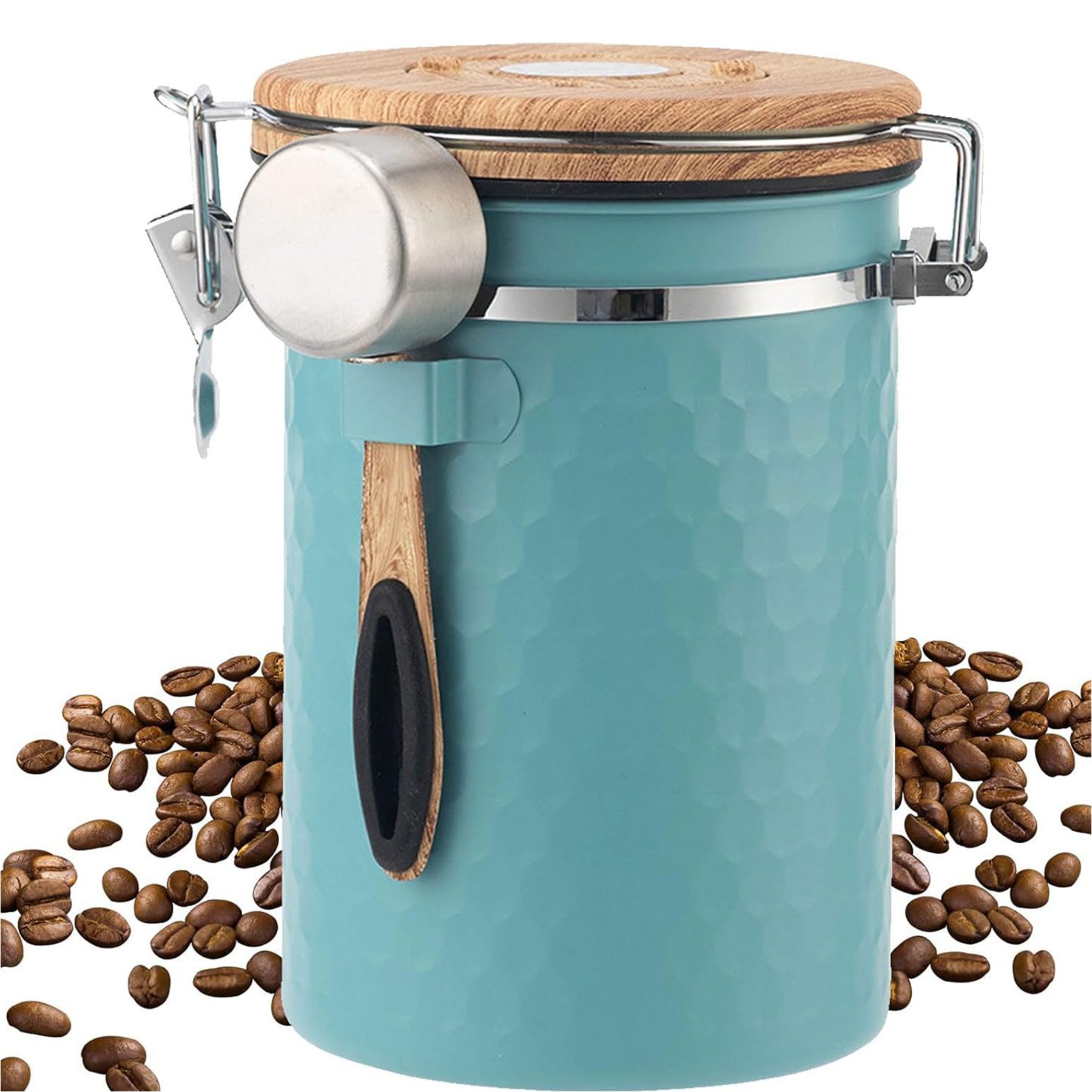 Mutig Kaffeedose Luftdichte Edelstahl Kaffeedose, 1,8 L Vakuum KaffeebohnenbehäLter, (für NüsseTee NüSse Kakao LäNger Und Frisch Bleiben)