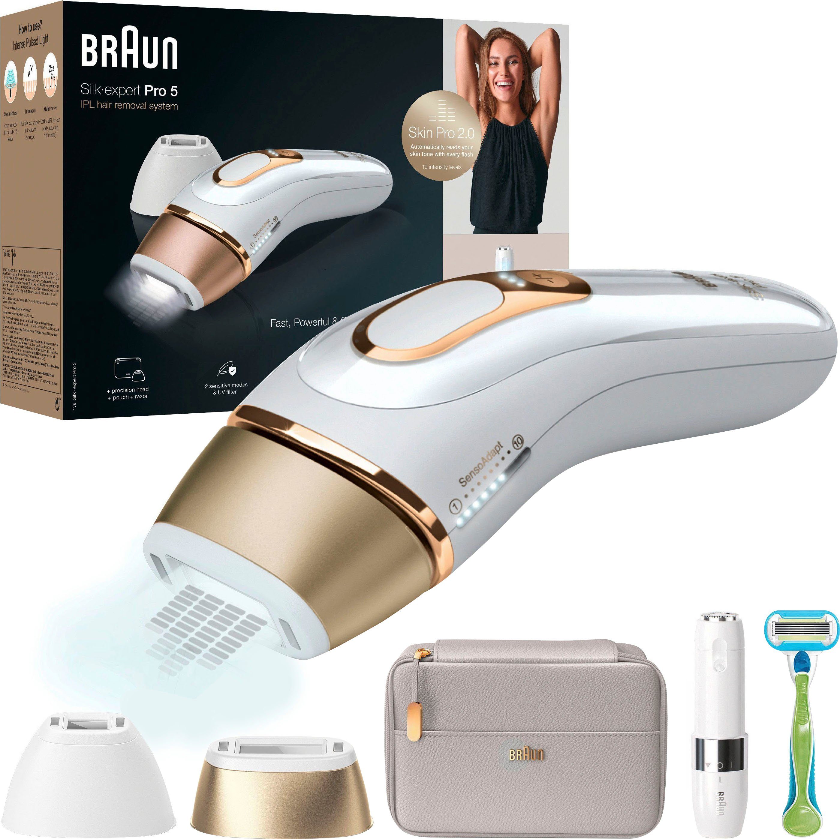 Eine große Versammlung! Braun IPL-Haarentferner Silk-Expert Pro 400.000 PL5159, Sensor Skin 2.0 5 Pro Lichtimpulse