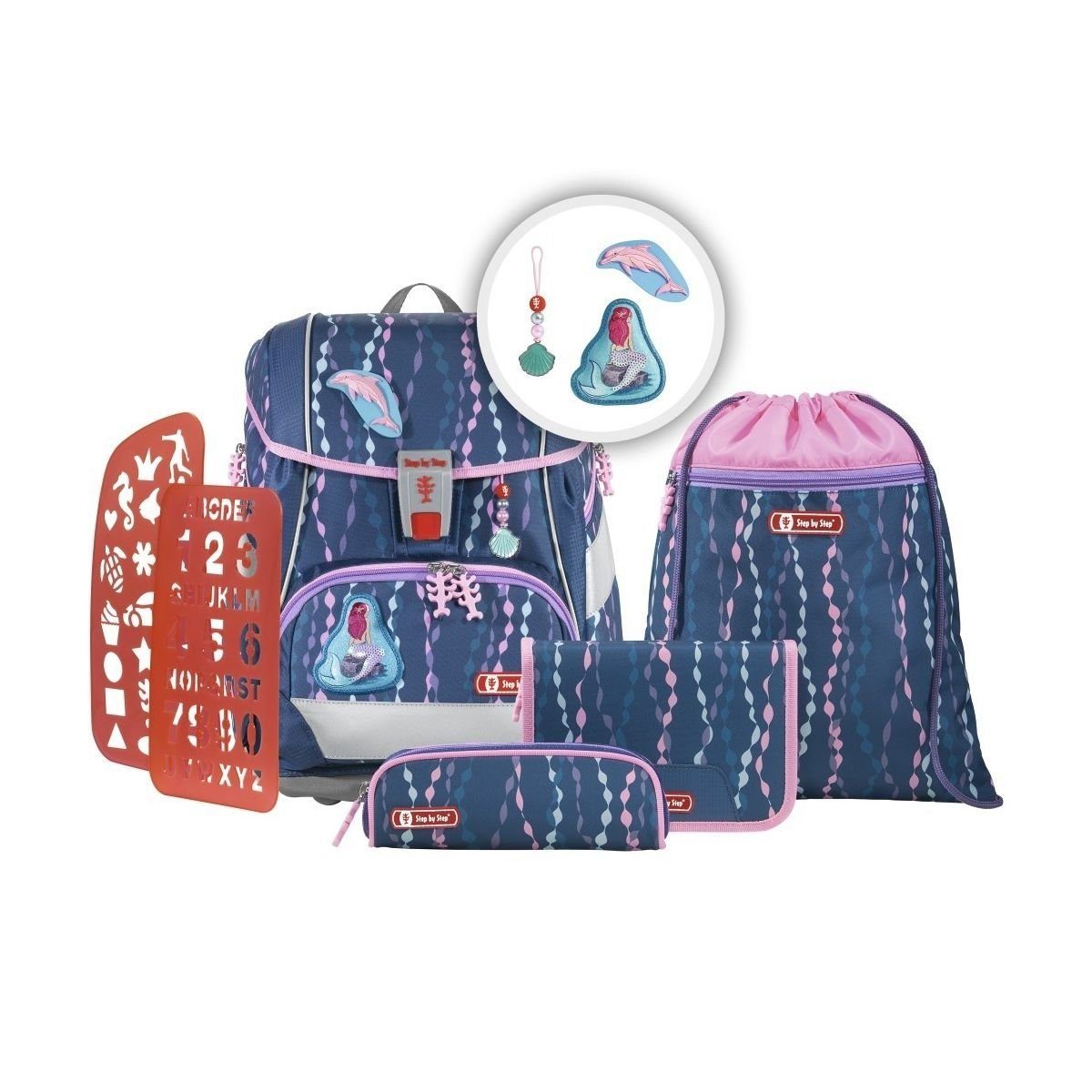 Step by Step Schulrucksack 2in1 Plus (6tlg., inkl. Federmäppchen, Schlamperrolle, Sportbeutel, Magic Mags, S)