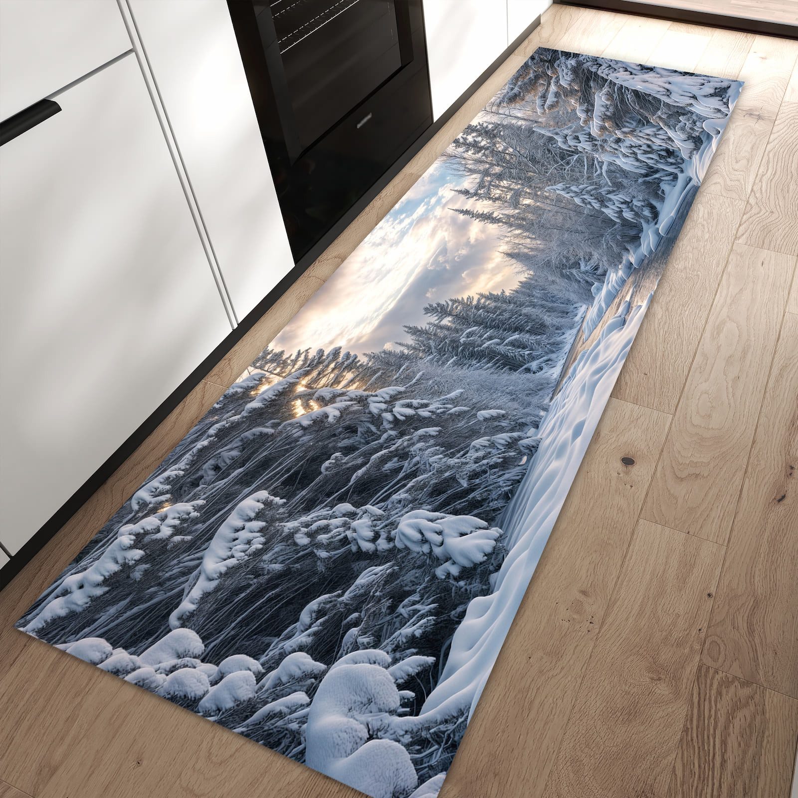 Primedeco Teppich Küchenteppich Winterfluss PVC rutschfest abwaschbar Läufe günstig online kaufen