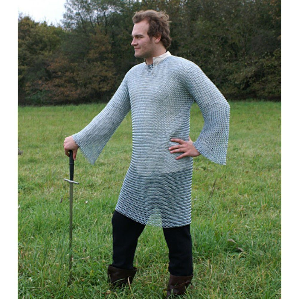 Battle Merchant Ritter-Kostüm Kettenhemd, unvernietete Rundringe, Ø 9mm, 1,6mm breit, verzinkt