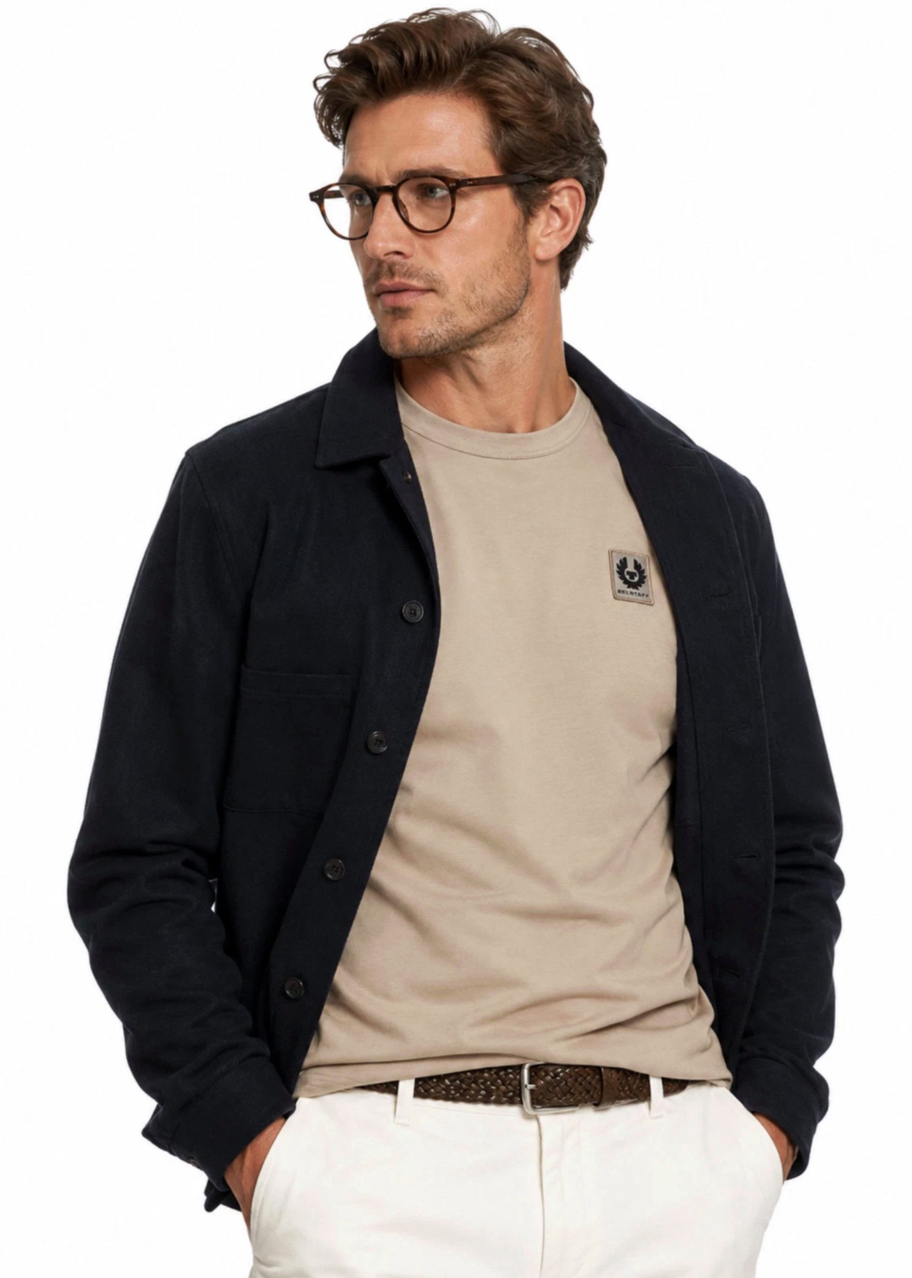 Belstaff Longsleeve T-Shirt London Retro Phoenix Patch Iconic Tee Modern Cut (1-tlg) Ideal für Alltag, Business Casual und Freizeit