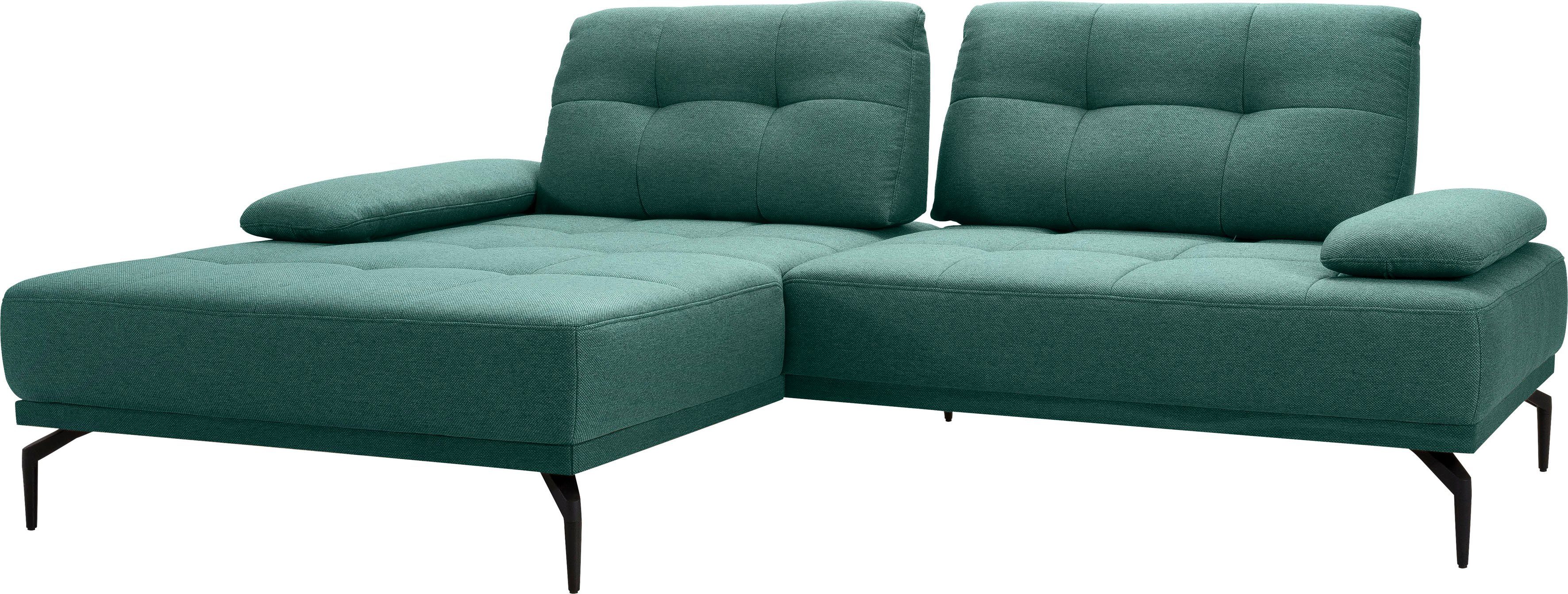exxpo - sofa fashion Sitztiefenverstellung, Armlehnenverstellung, Metallfüße Ecksofa, Inklusive
