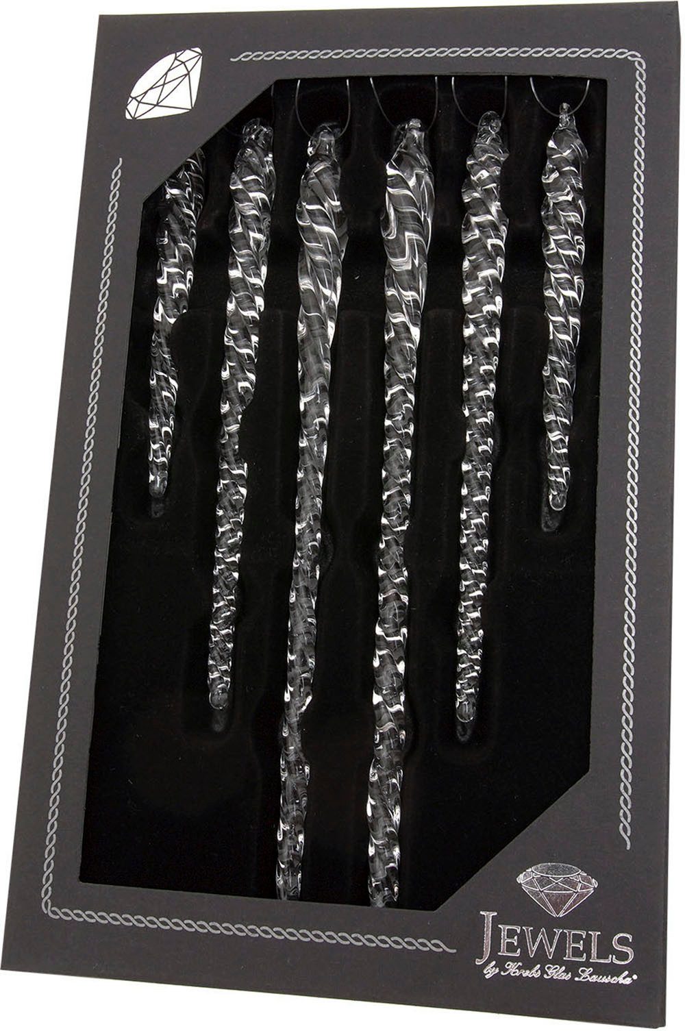Christbaumschmuck Eiszapfen Set, Klarglas