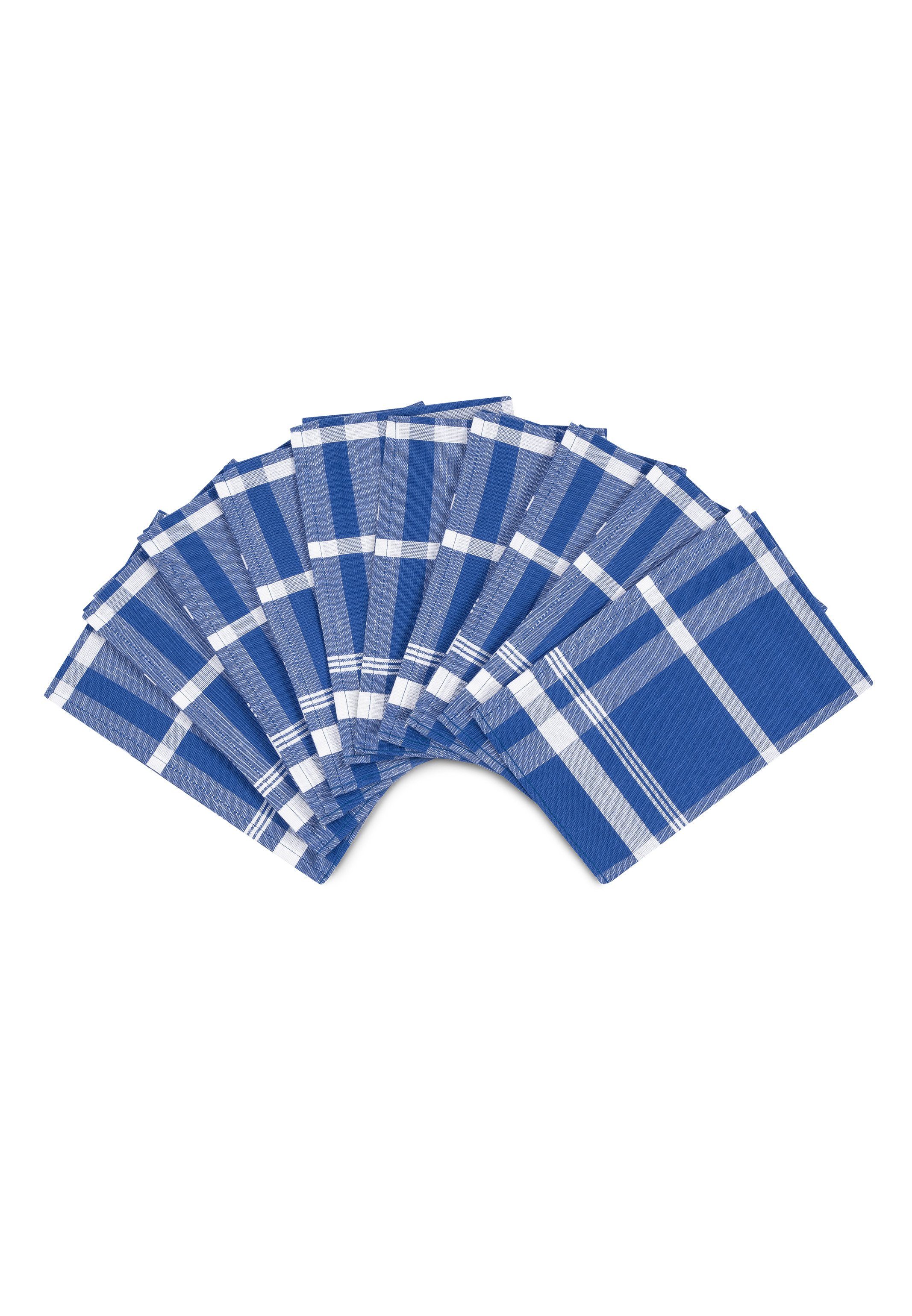 ROSS Geschirrtuch Exclusiv - Halbleinen - Blockkaro, (Spar-Set, 10-tlg., 10 X Geschirrtuch (50 X 70cm), 10 X Geschirrtuch im Set - Baumwolle - Strapazierfähig Blau
