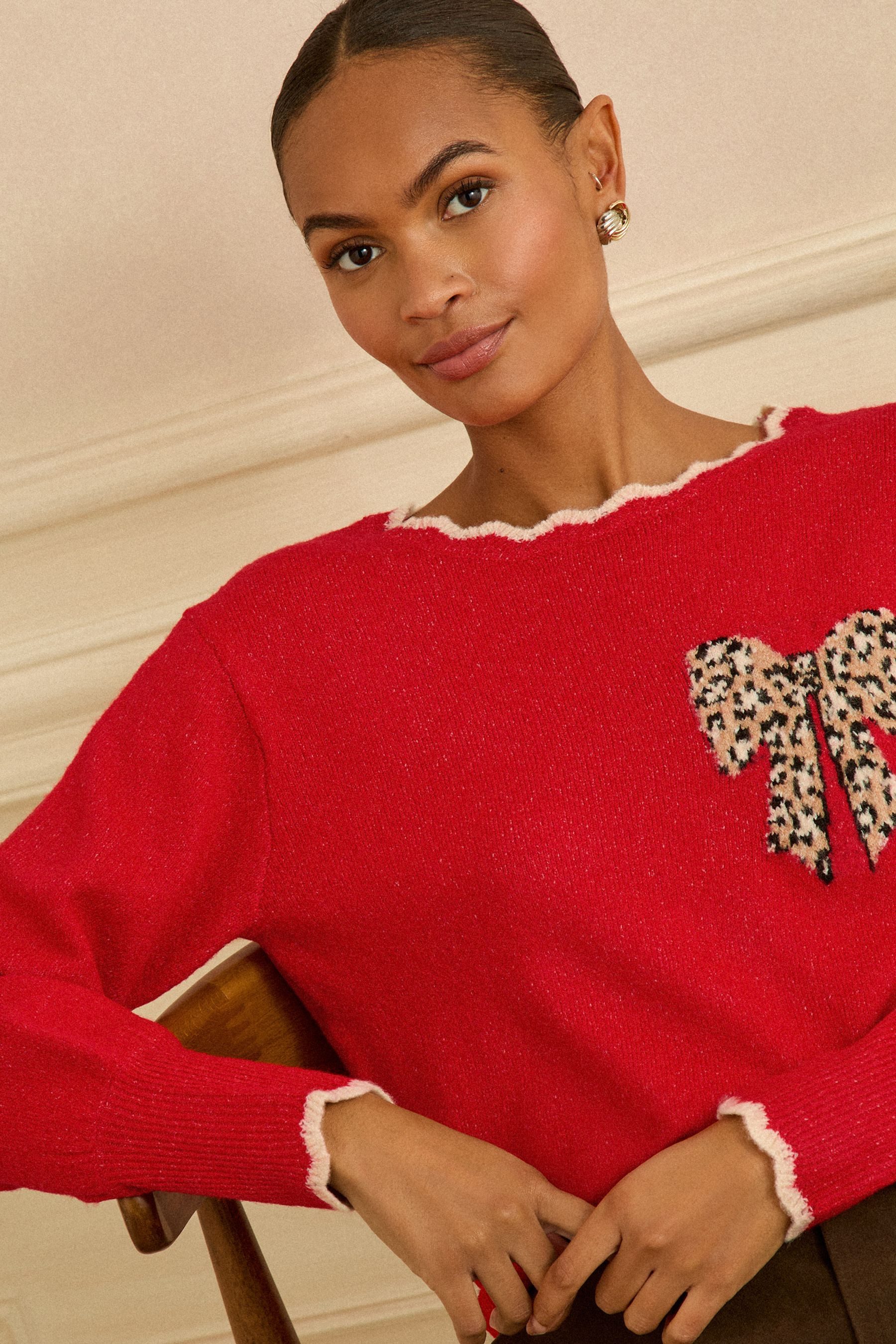 Love & Roses Strickpullover Love & Roses Strickpullover mit Bogenkante Regular (1-tlg)