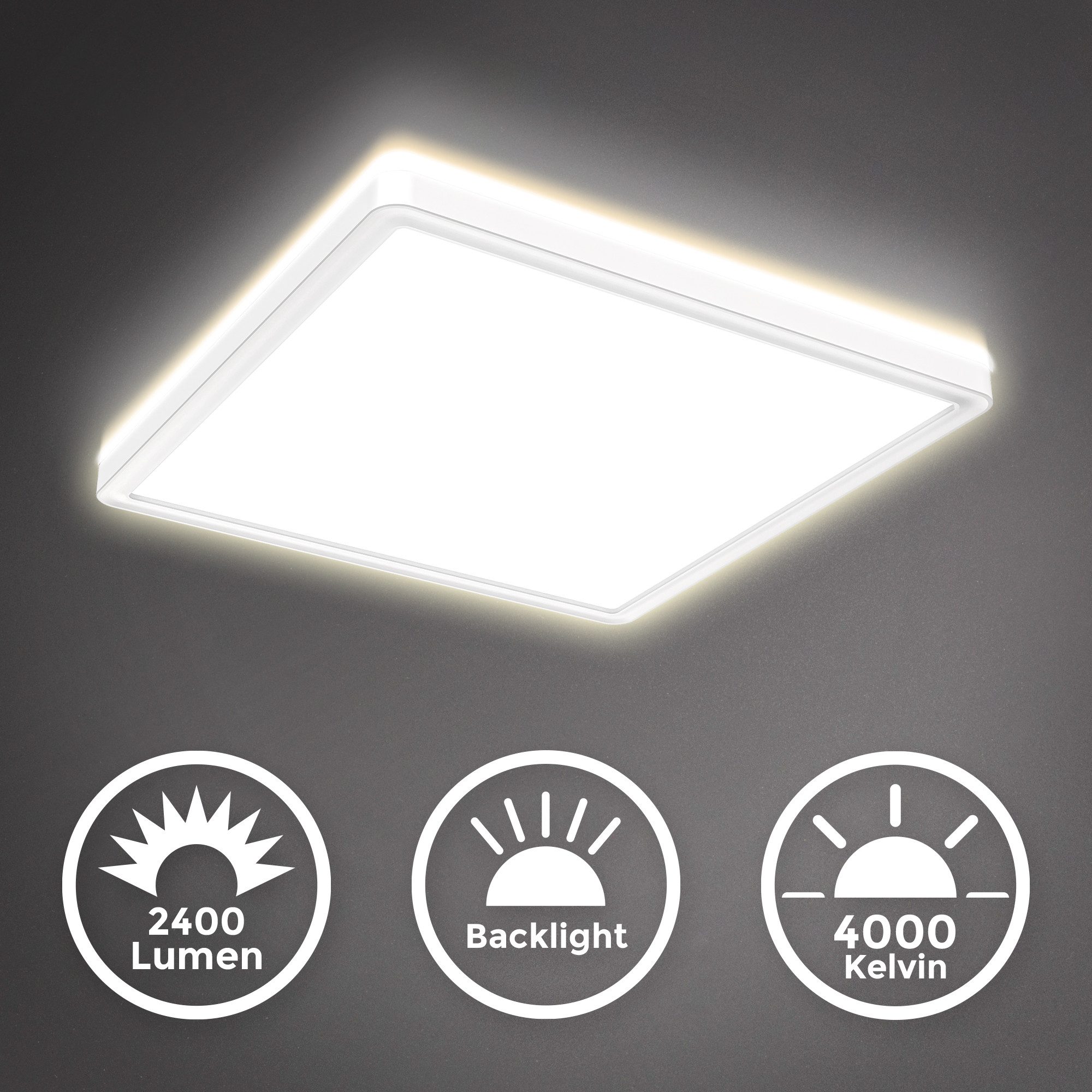 B.K.Licht Deckenleuchte LED Decken-Panel 293x293x28mm dimmbar Backlight Ult günstig online kaufen