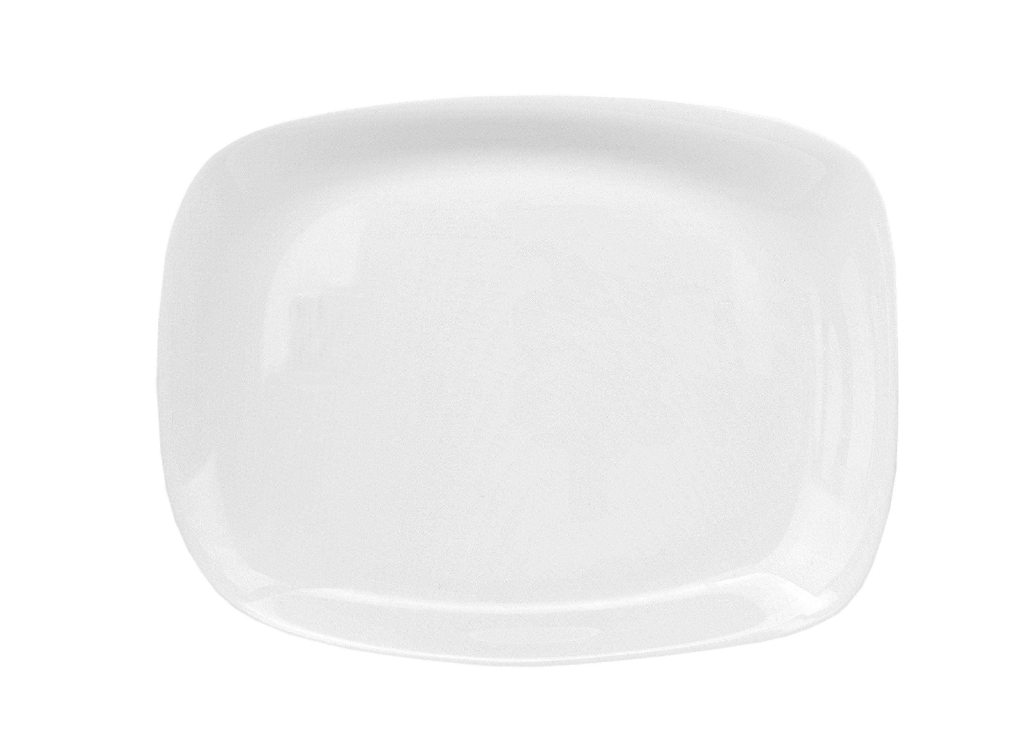 Bormioli Platte weiß Parma zum Glas Servierplatte rechteckig Luigi Set Opalglas, Anrichten 34x24cm 6er