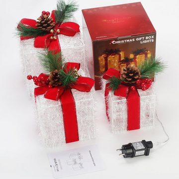 Elegear Weihnachtsfigur LED Geschenkbox Warmweiß (Set, 1 St., 3x Geschenkboxen), IP44 Weihnachtsdeko Unter Weihnachtsbaum