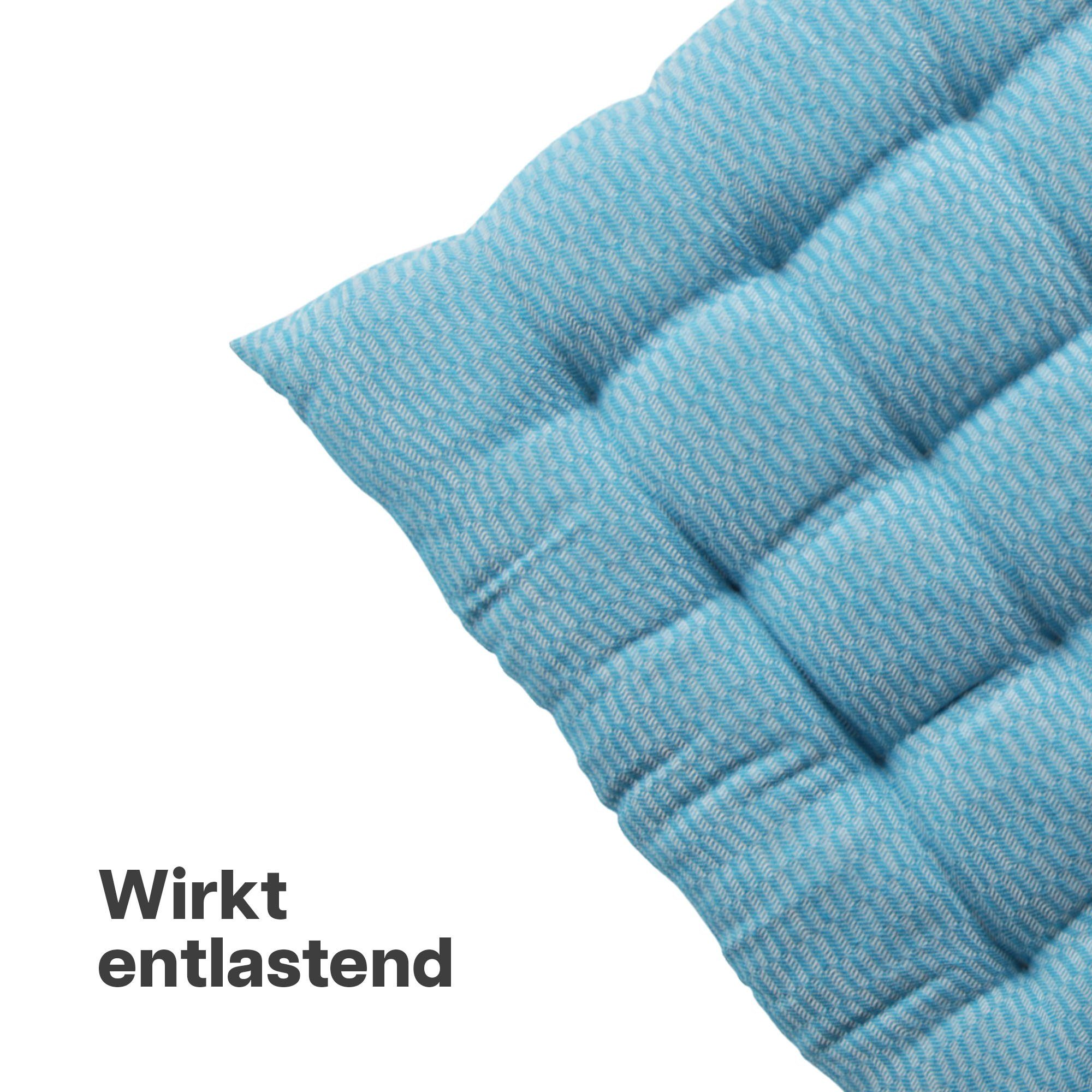 Baumwolle Hochwertiges 40x40cm, 4 Stuhlauflage Stück) - - Türkis Stuhlkissen (1 Polsterkissen Bestlivings Sitzkissen