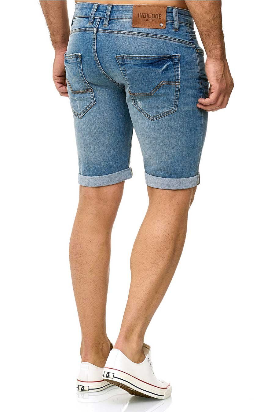 Shorts Blue Indicode Look im Used Kaden Jeans Wash