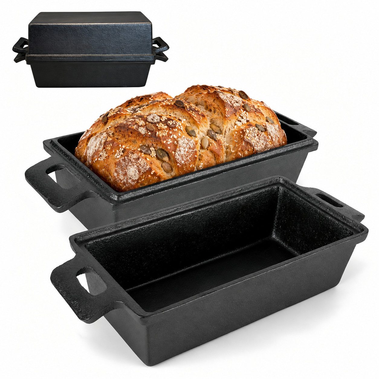 GLIESE POWER Brotbackform 23 cm – Gusseisen Topf zum Brotbacken, Gusseisen-Brotbackform 23 cm – gleichmäßige Hitze, knusprige Kruste