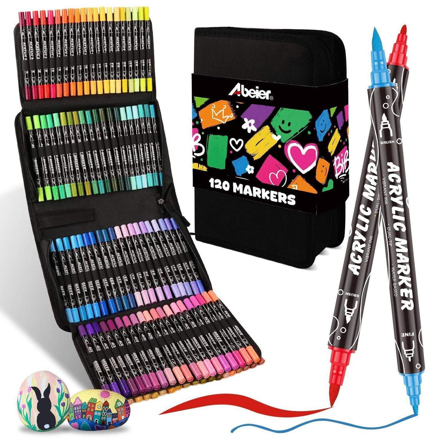 LuxusKollektion Malstift Acrylstifte 120 Farben Doppelspitze Pinsel/Fein