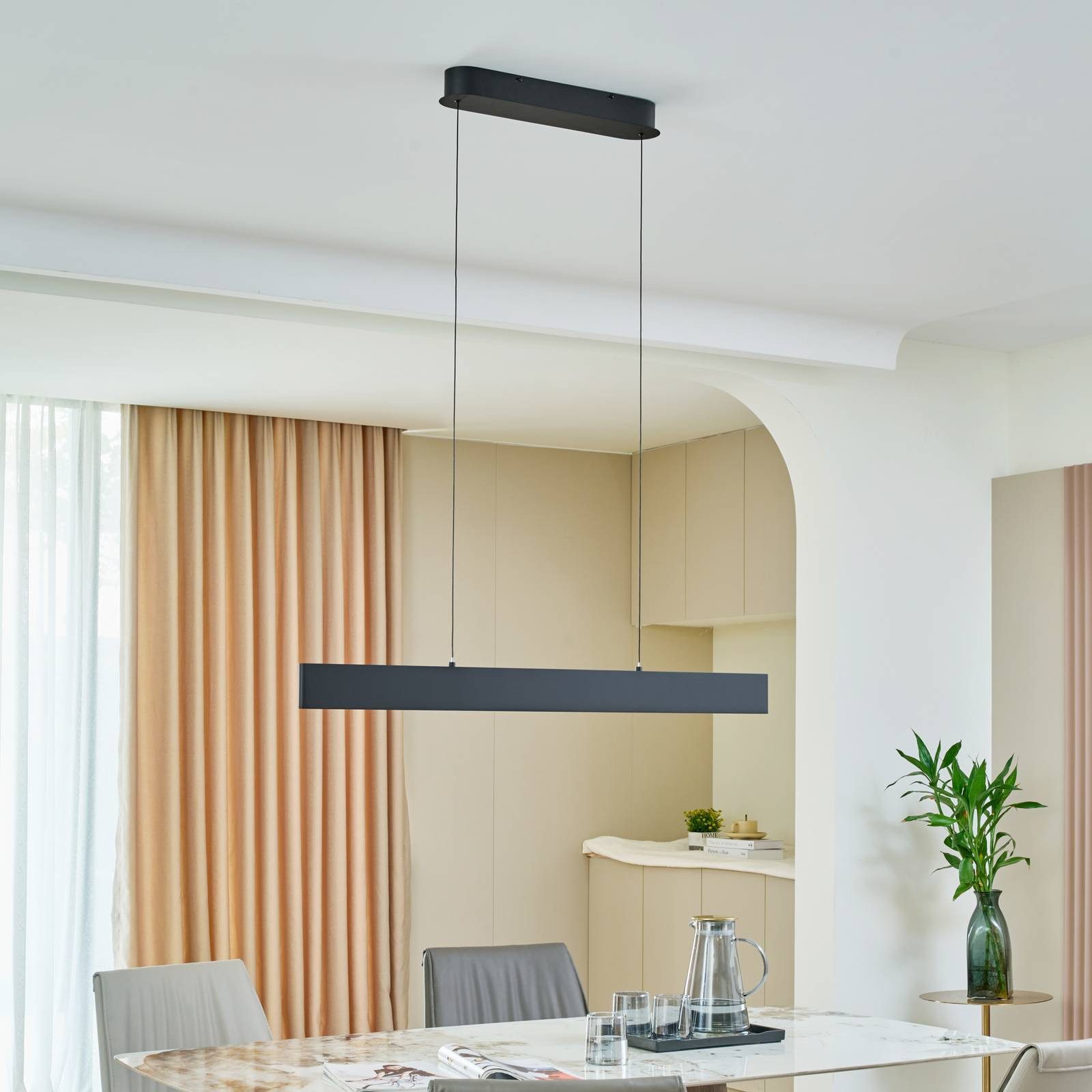 Lucande Hängeleuchte Philine, LED Schwarz warmweiß IP20, LED 17 W gesamt, warmweiß