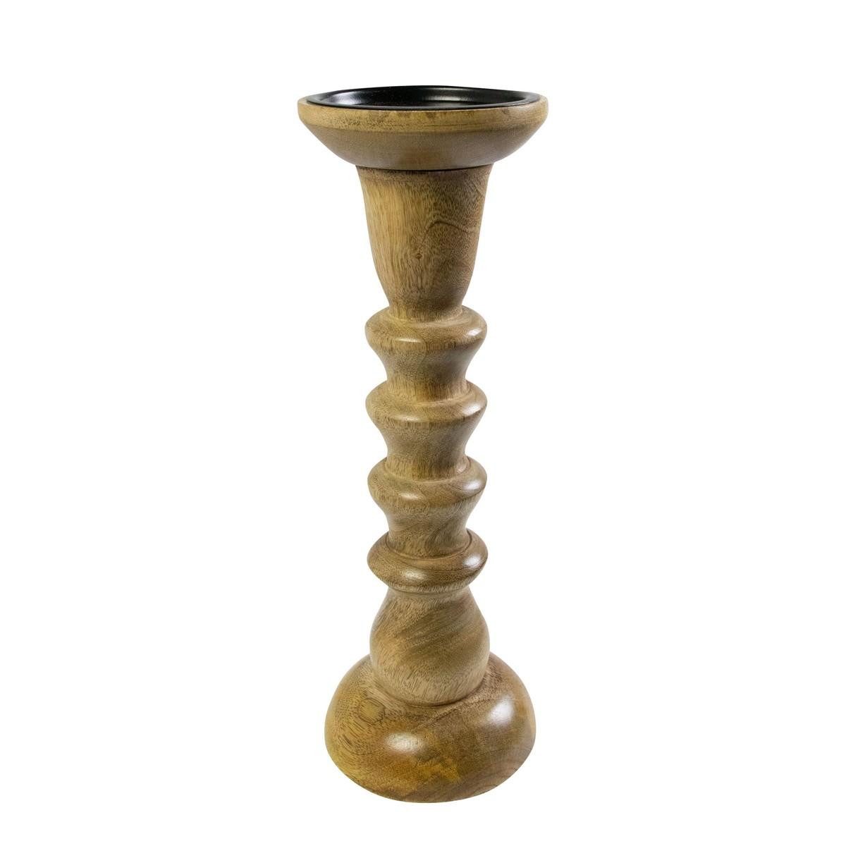 INNA-Glas Kerzenhalter Deko Kerzenhalter Mangoholz COSTANTINO, braun, 30cm, Ø10c