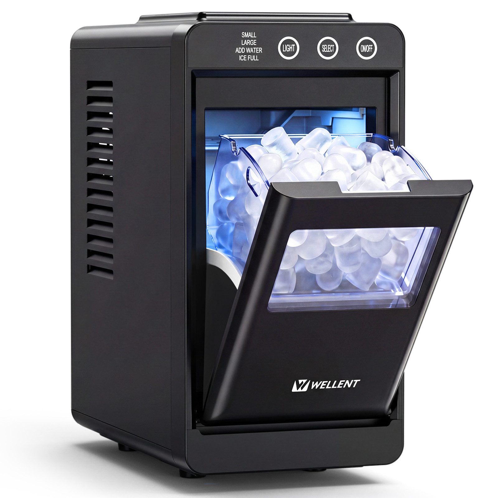 WELLENT Eiswürfelmaschine Standeismaschine,12kg/24h, 2 Eiskugelgrößen, Selbstreinigungsfunktion, LED-Fenster mit blauer Beleuchtung für Zuhause, Büro und Partys