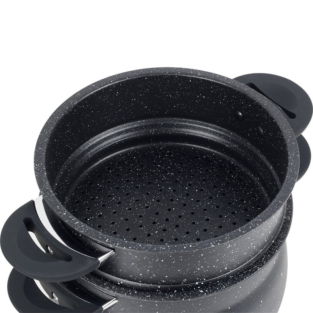 Royalty Line Topf-Set 3 tlg. Couscoussiere Kuskus Topfset ca. 6 L Dampfgarer COUSCOUS Ø 20, Aluminiumguss (dreiteilige Couscoussiere)
