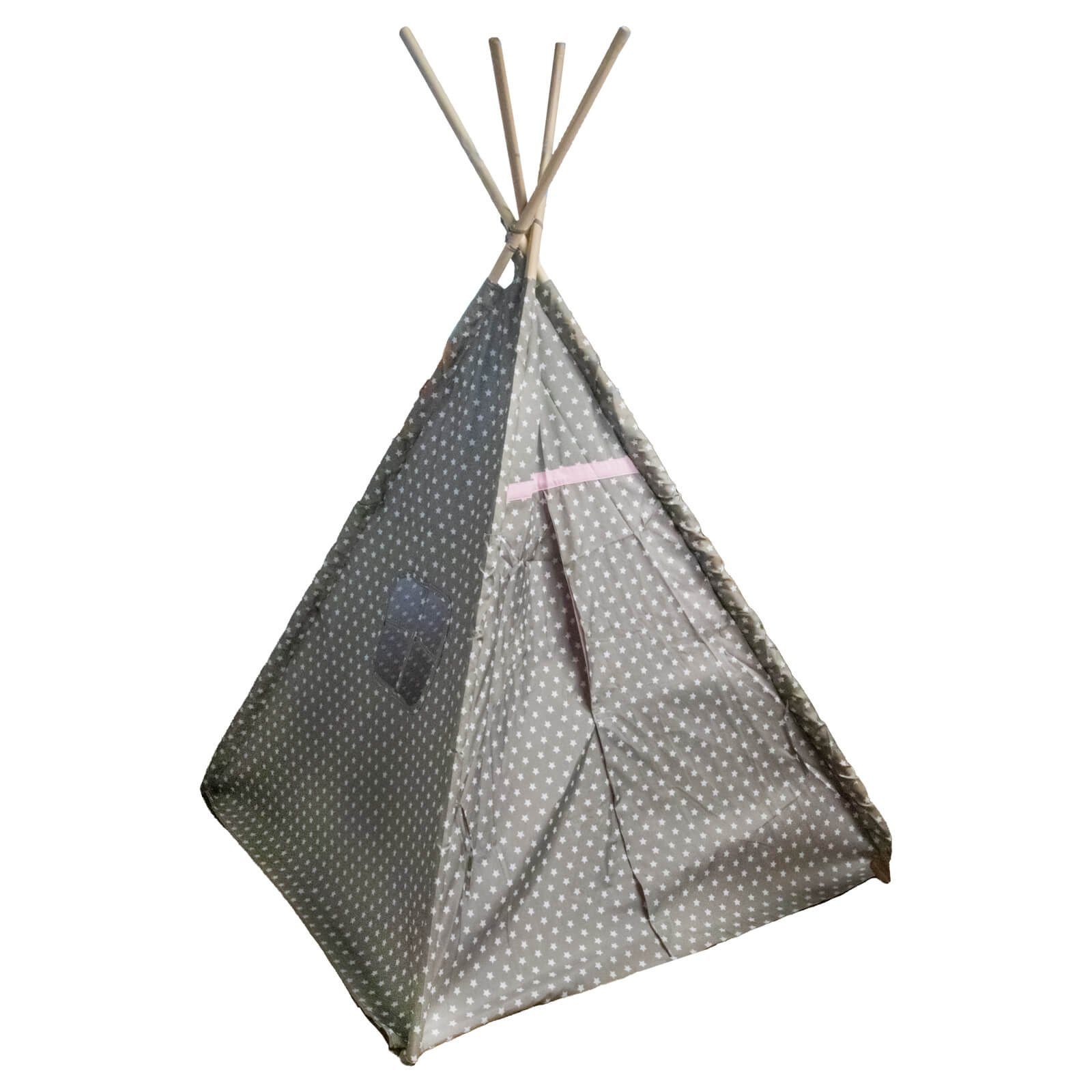 Spielzelt Kinder Spielzelt Tipi Kinderzelt - Farbe: Grau/Rosa