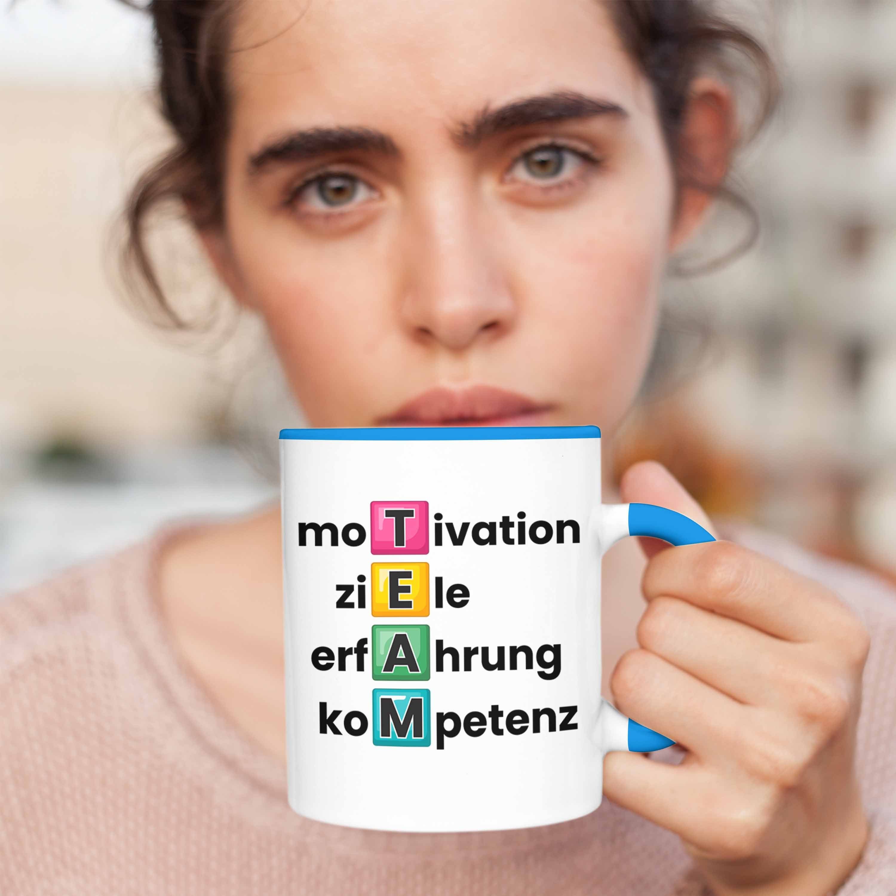 Tasse Trendation Blau Motivierendes Team Spruch Tasse für das Geschenk