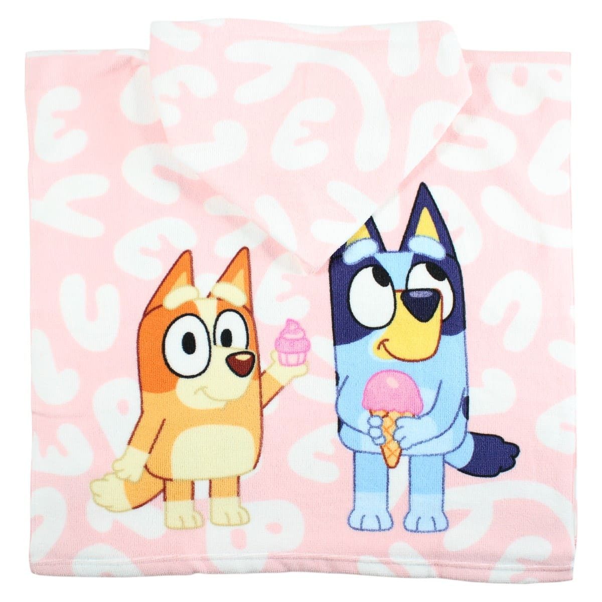 Bluey Badeponcho Bluey und Bingo Kleinkind Poncho Badeponcho mit Kapuze 50x100 cm, midi, Polyester, Kapuze, ohne