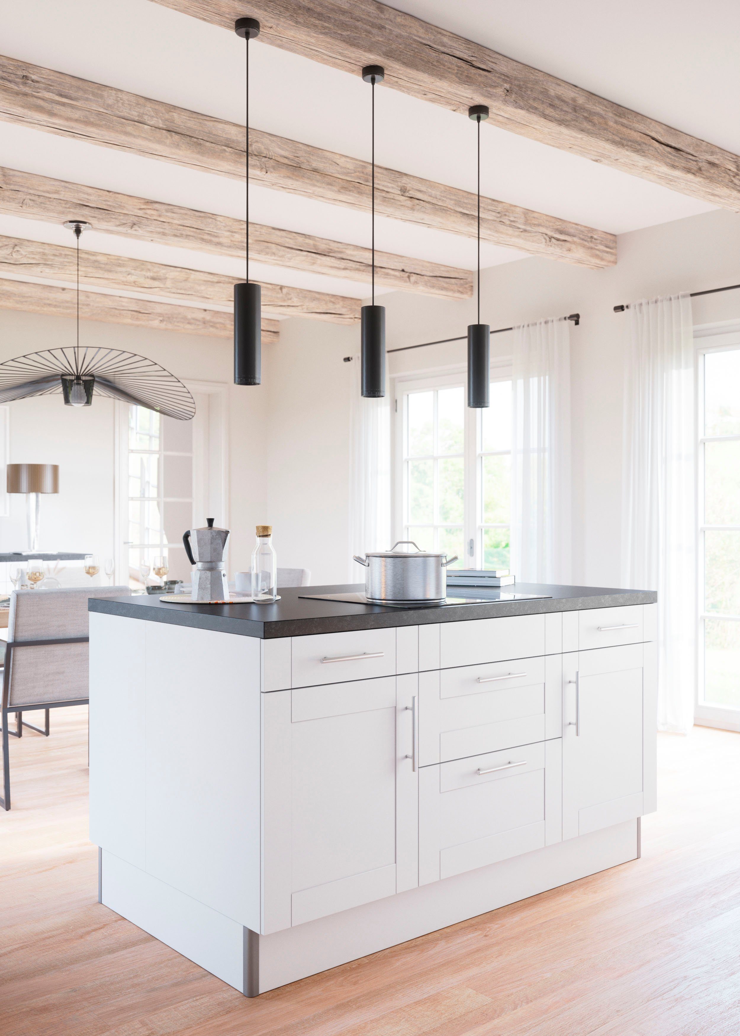 KOCHSTATION Kochinsel KS-Ahus, Kücheninsel, Breite 160 cm, wahlw. mit E-Gerät, Soft Close Funktion