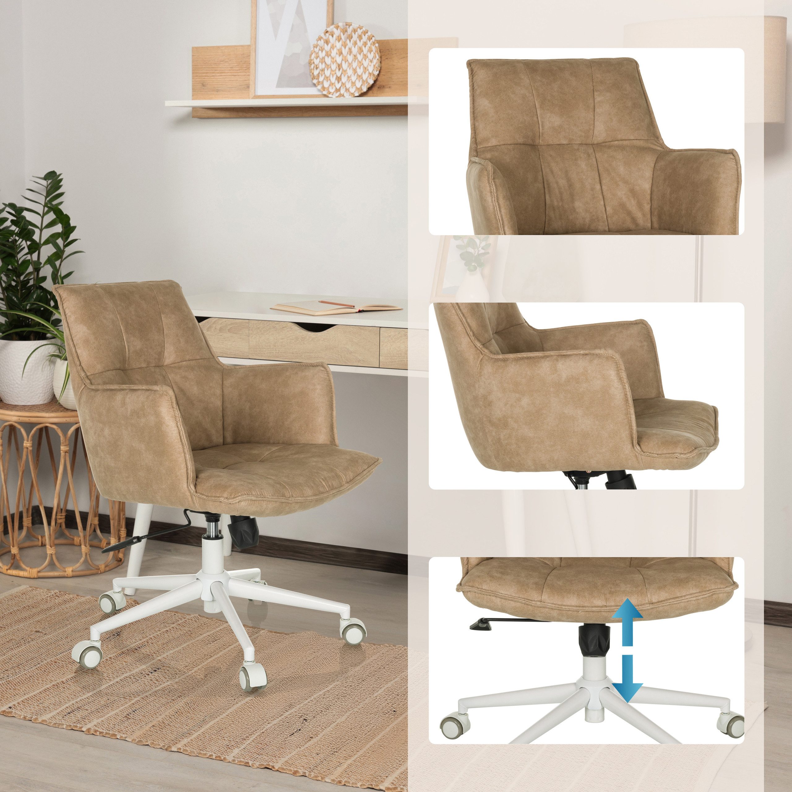 hjh LIVING Drehstuhl Home Office Bürostuhl Solao Life W Stoff (1 St), Schreibtischsessel, Drehbarer Schreibtischstuhl