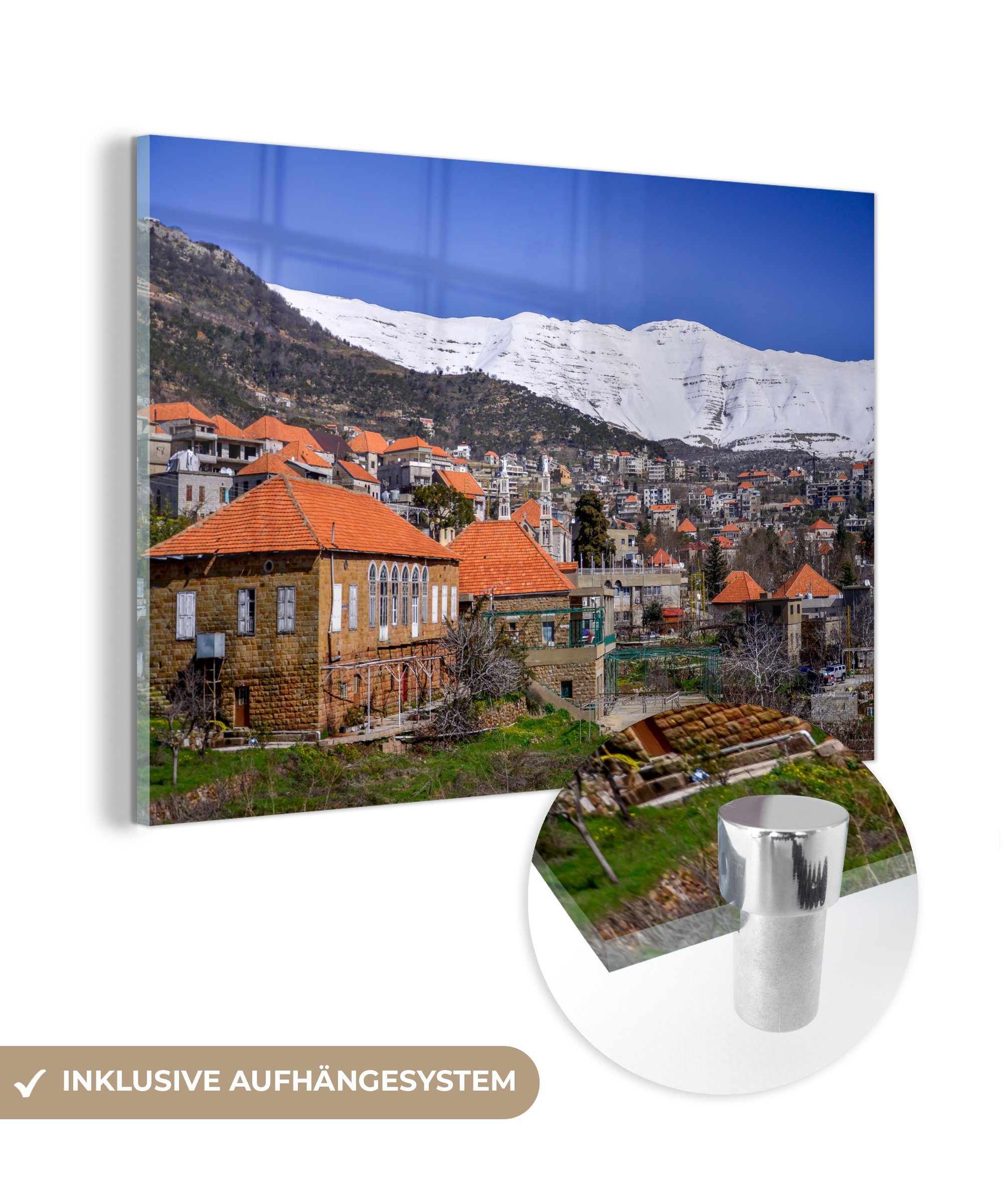 MuchoWow Acrylglasbild Libanesisches Dorf, (1 St), Acrylglasbilder Wohnzimmer & Schlafzimmer