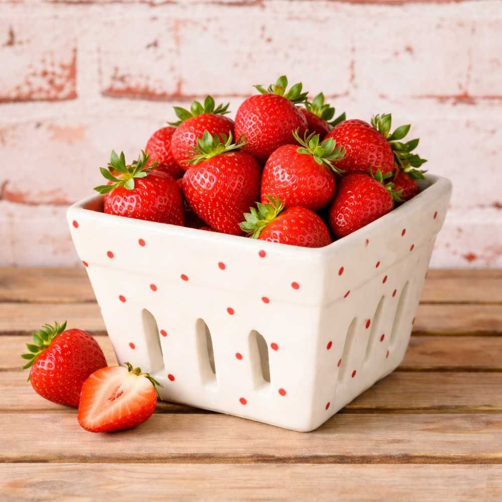 AltoBelli Müslischale AltoBelli Obstschale BERRY Weiß mit roten Punkten Keramik 12x12 cm